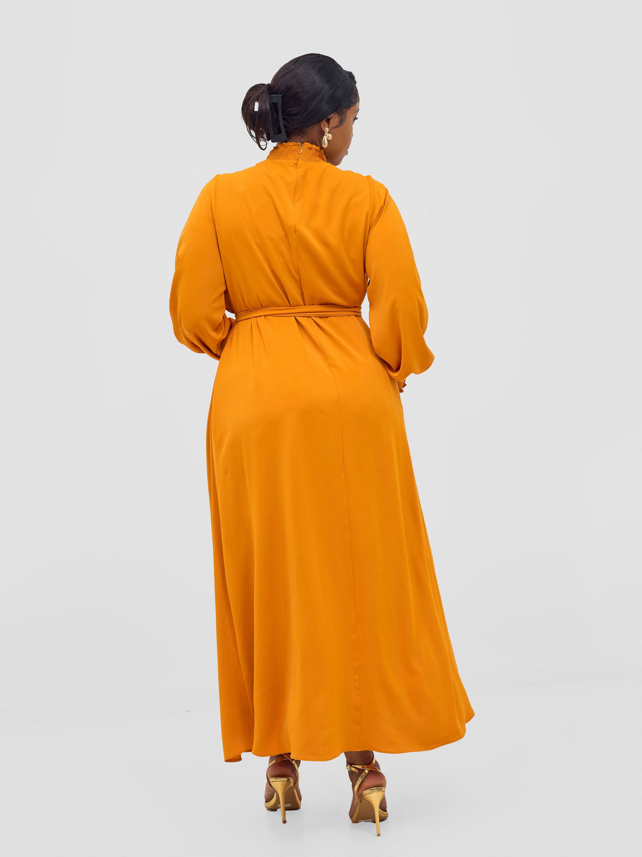 Vivo Ayah Shirred Neck Tent Maxi Dress - Mustard