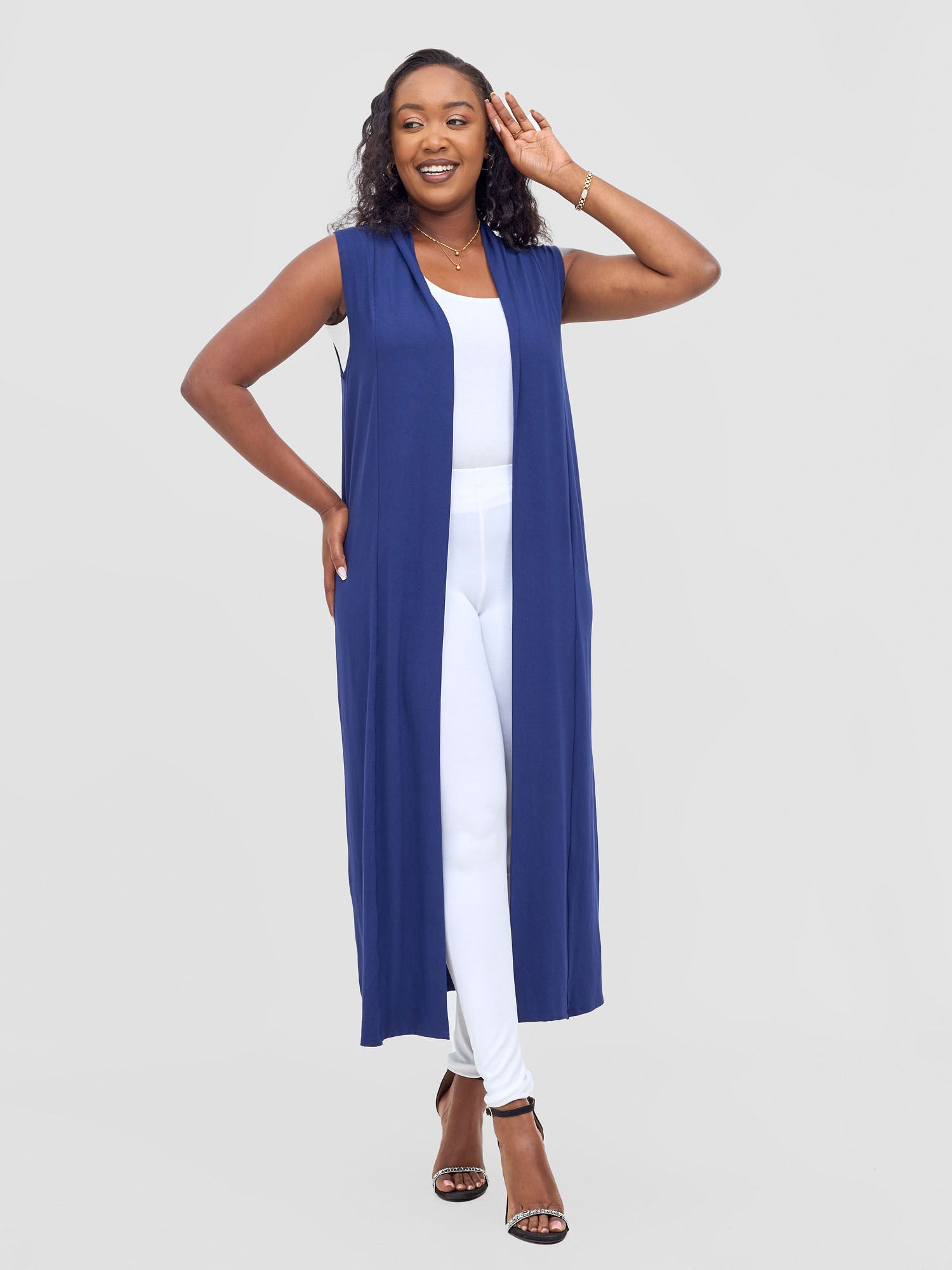 Vivo Basic Sleeveless Long Lily Waterfall - Navy Blue