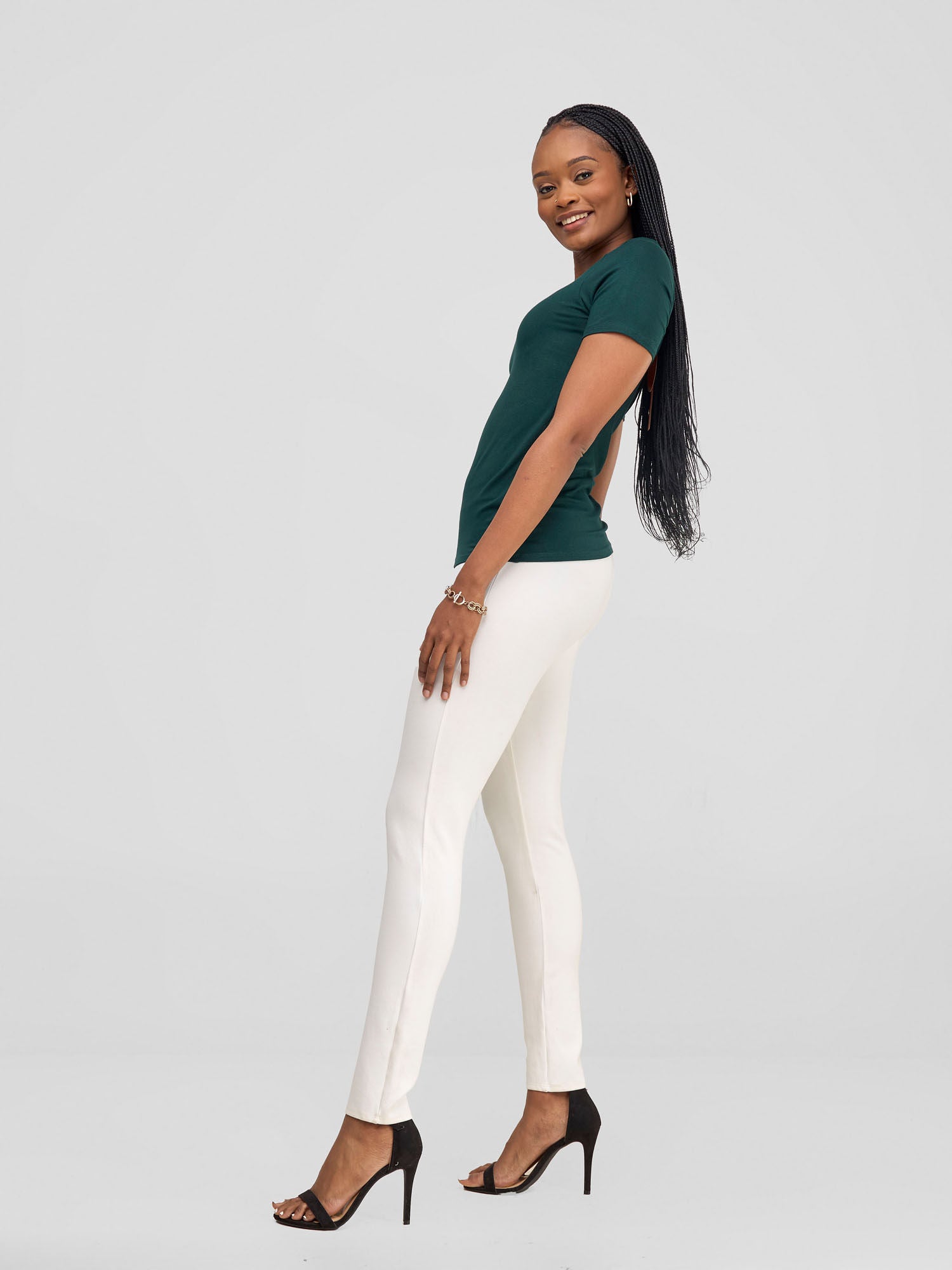 Vivo Basic Short Sleeve Top - Dark Green