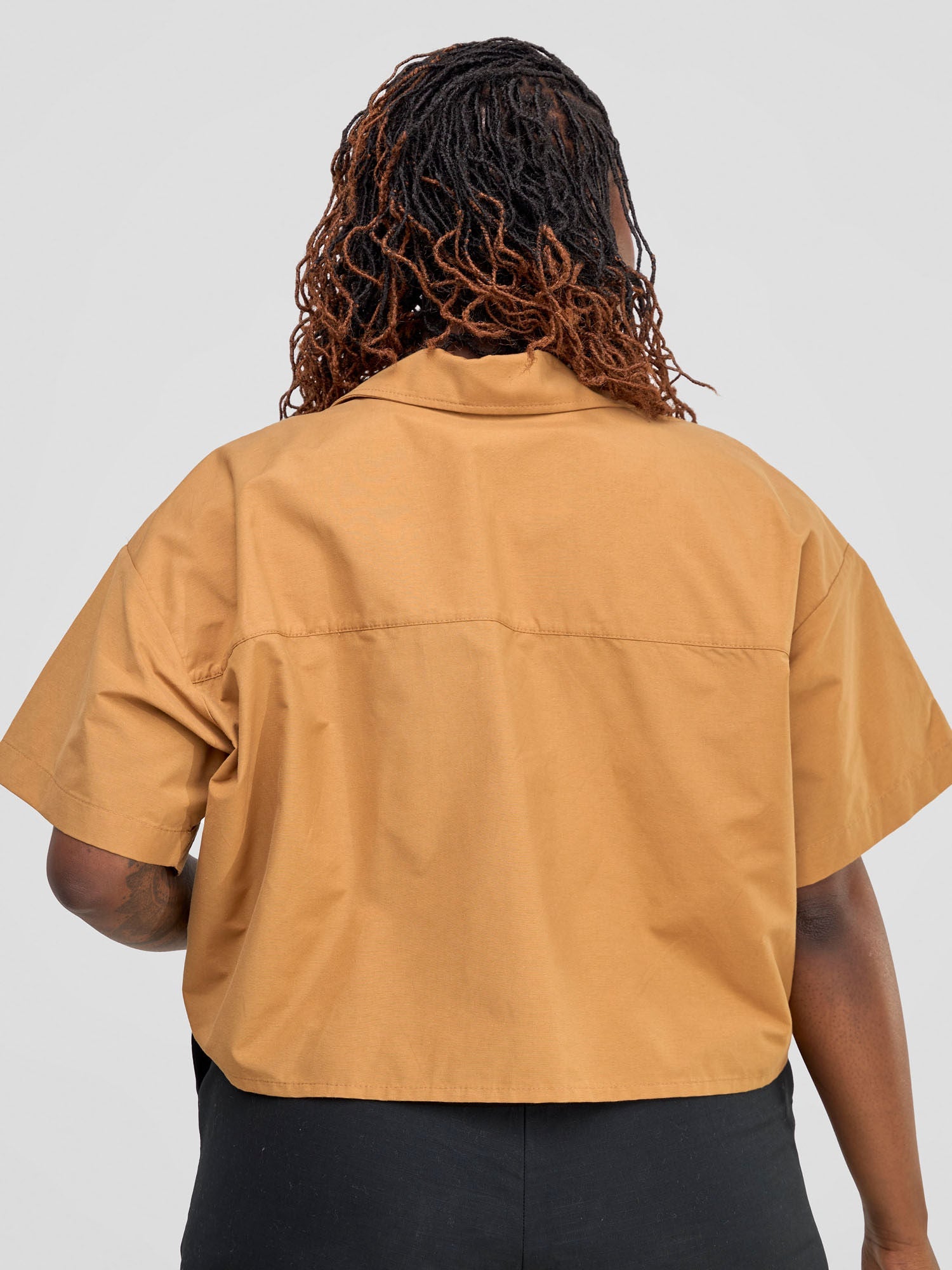 Safari Bush Cropped Short Sleeve Shacket - Gold