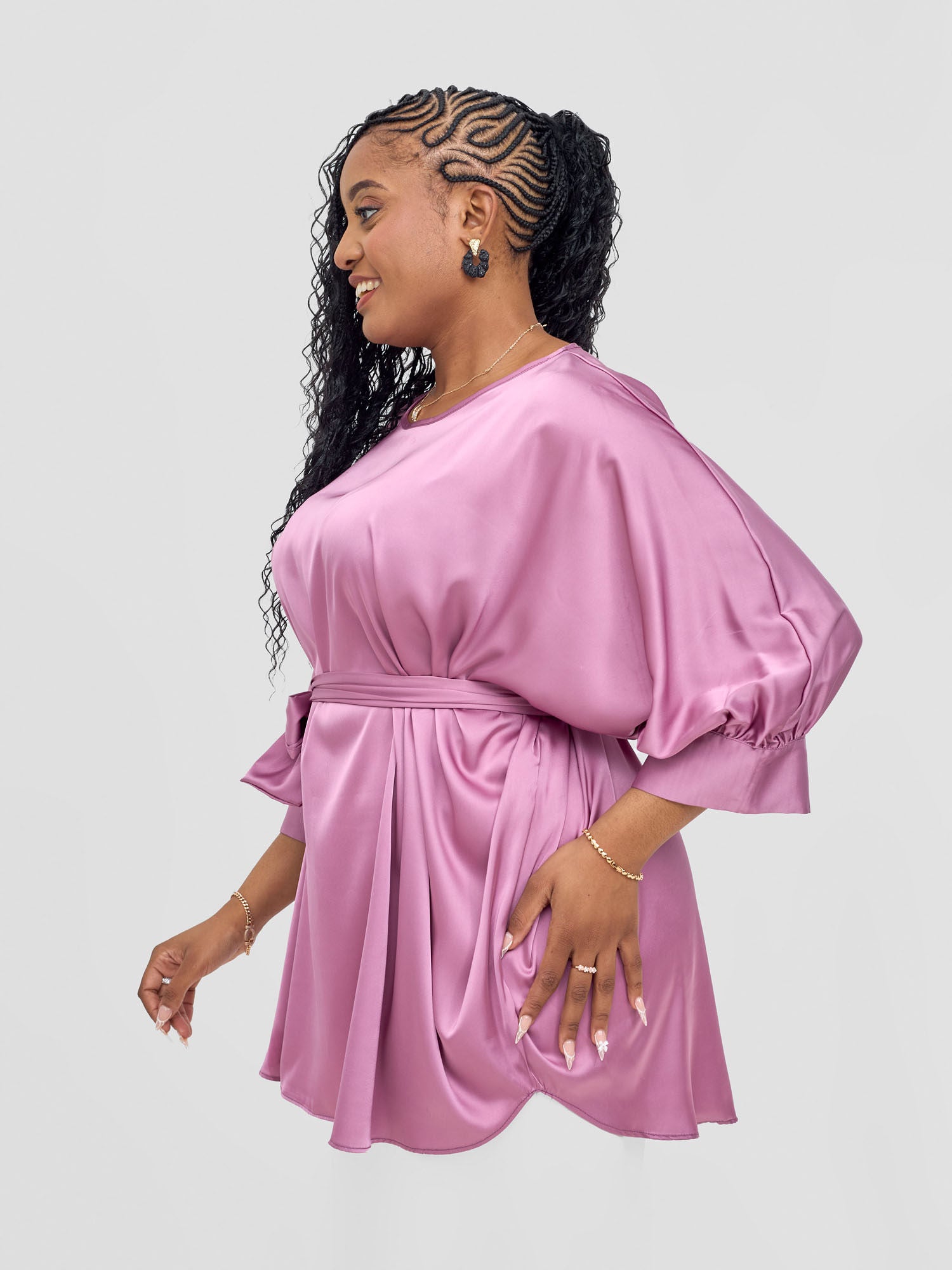 Vivo Fara Dolman Cuff Satin Top - Peach