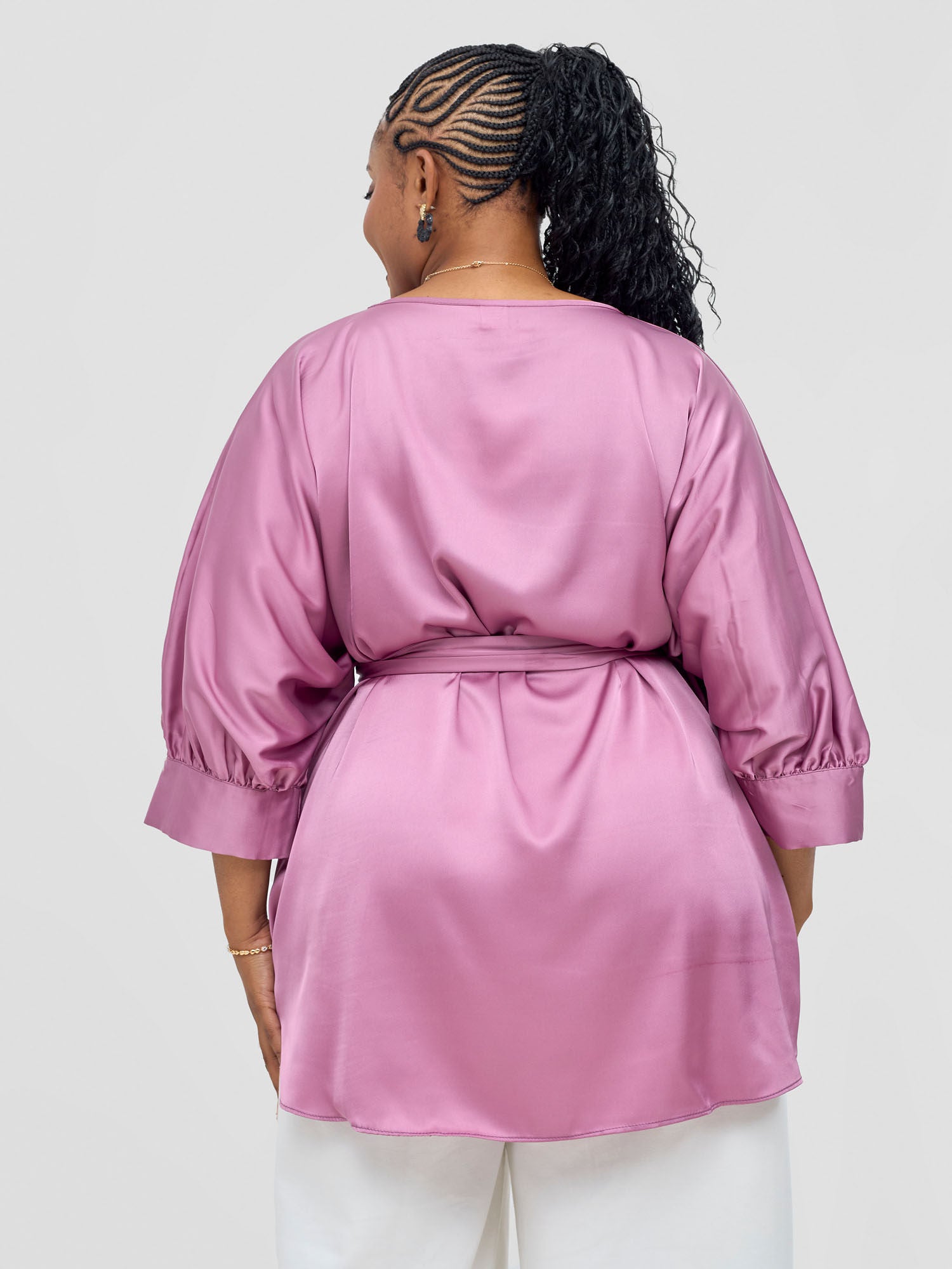 Vivo Fara Dolman Cuff Satin Top - Peach