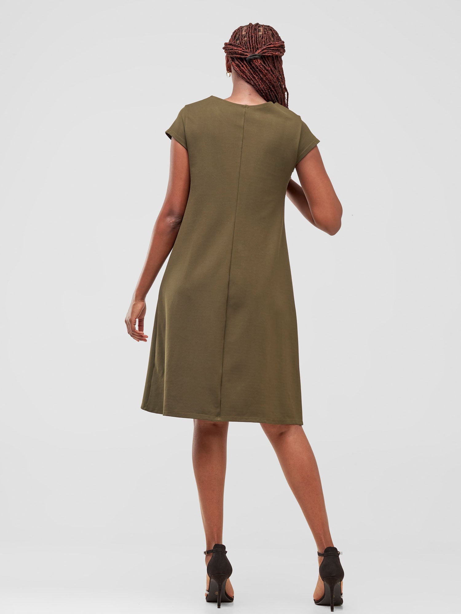 Vivo Chalbi Cap Sleeve A-Line Dress - Hunters