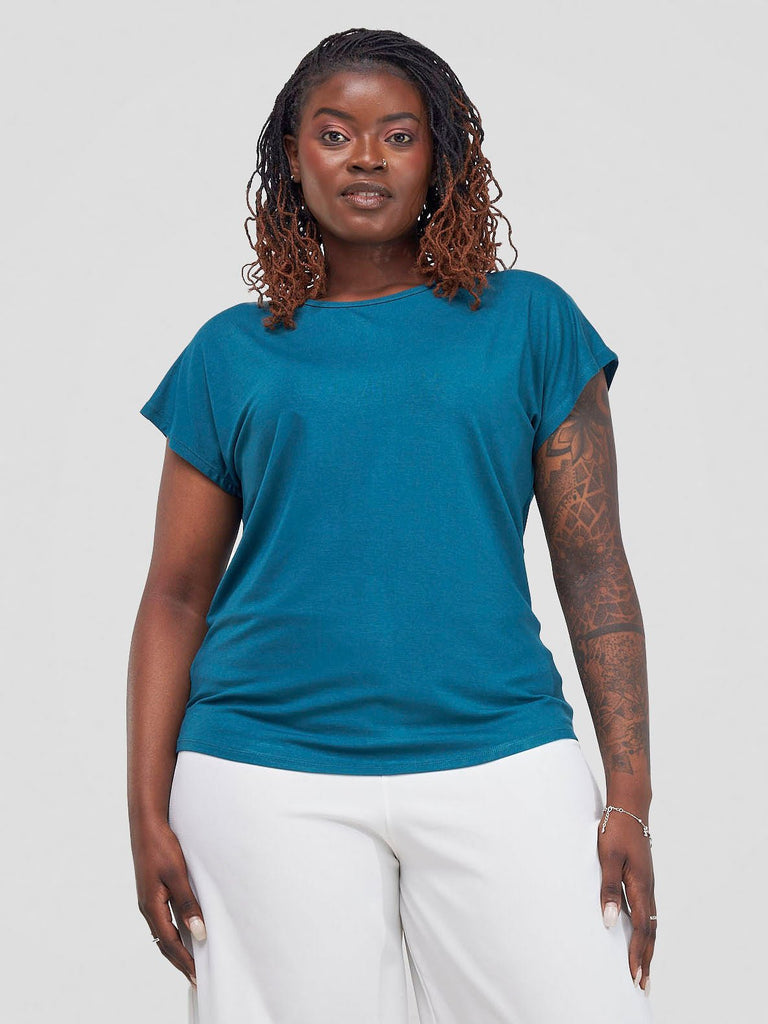 Vivo Basic Drop Shoulder Top - Teal - Shopzetu