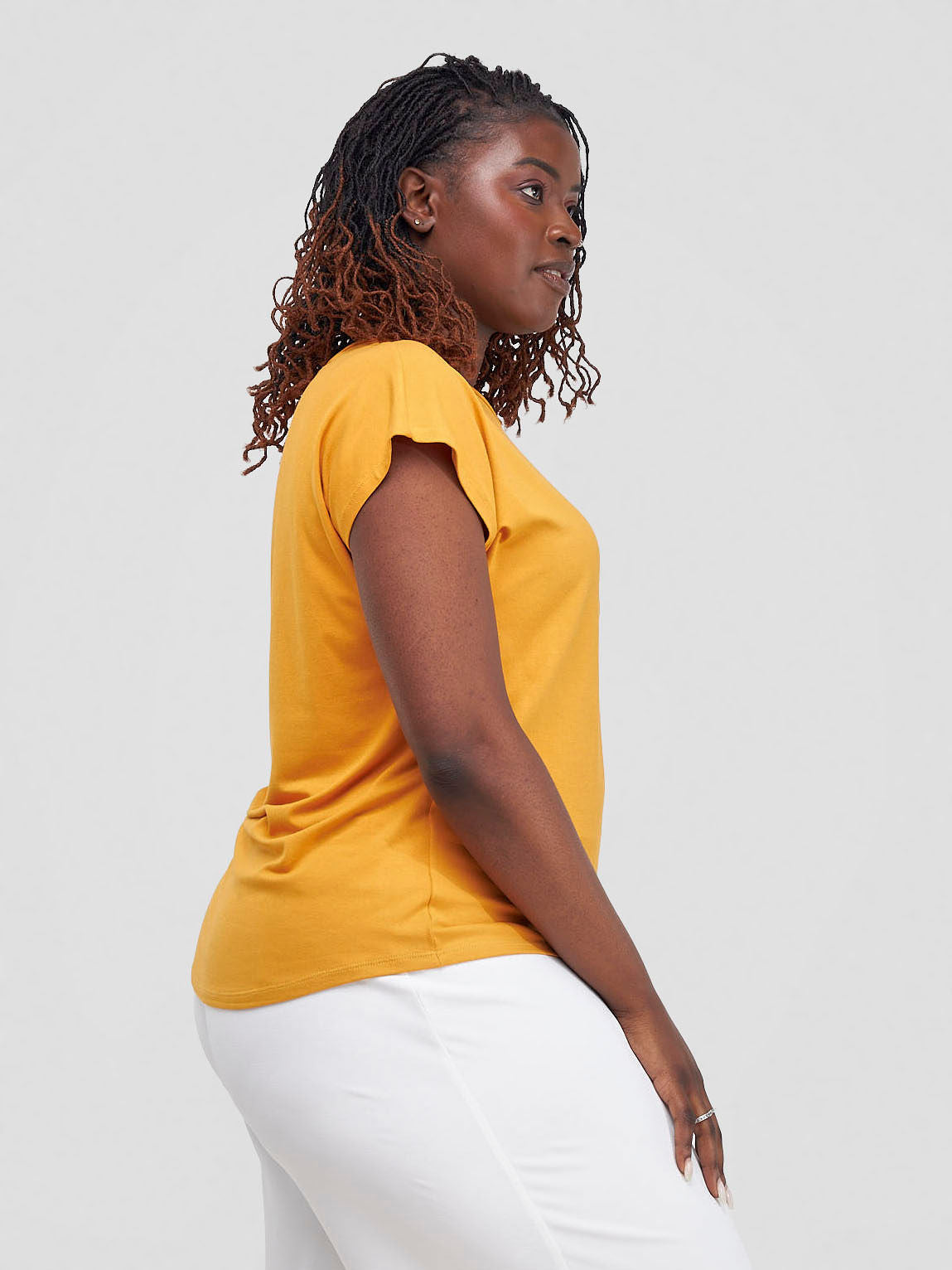 Vivo Basic Drop Shoulder Top - Mustard