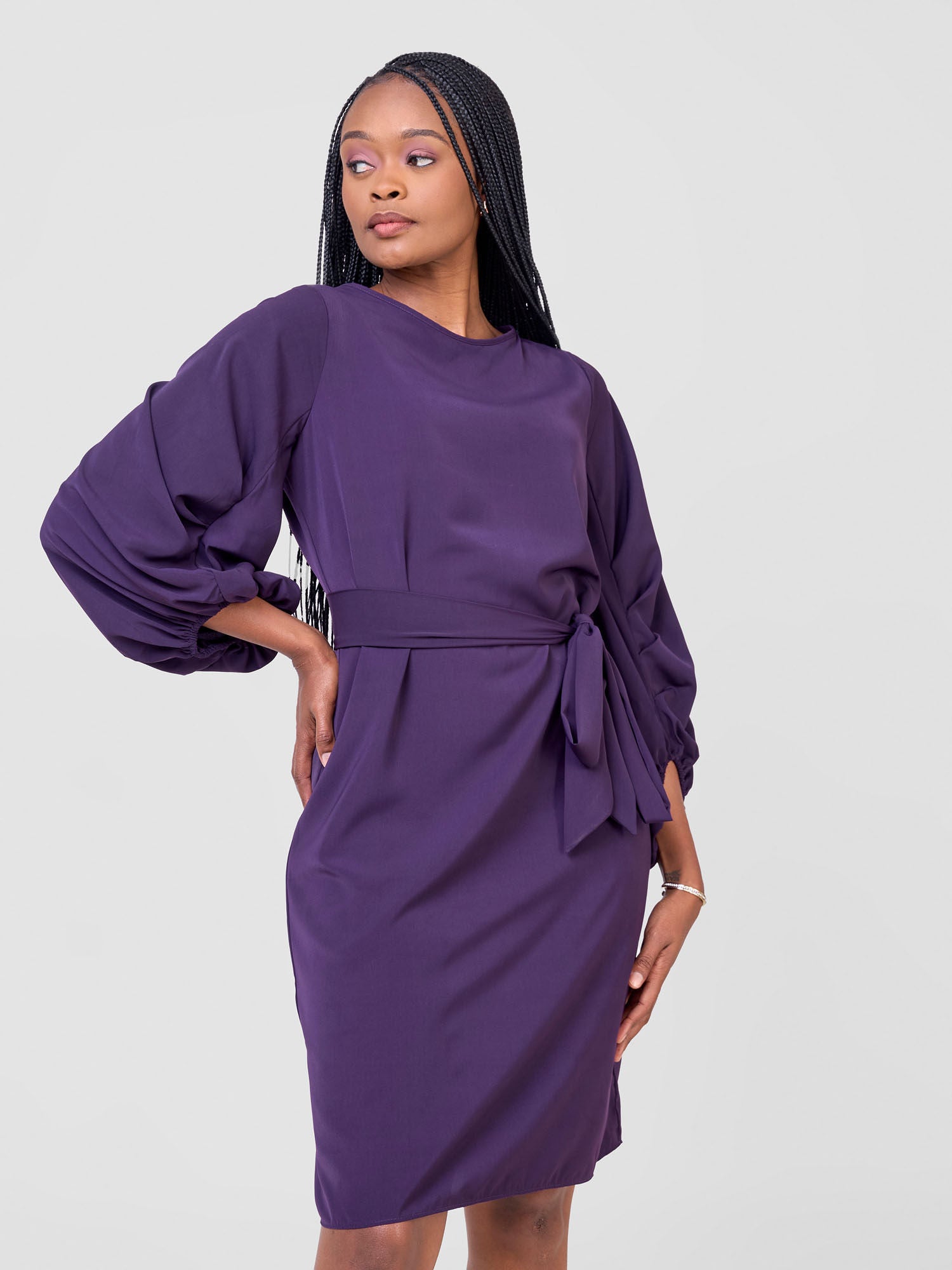 Vivo Zaria Cowl Sleeve Shift Dress - Blue Berry