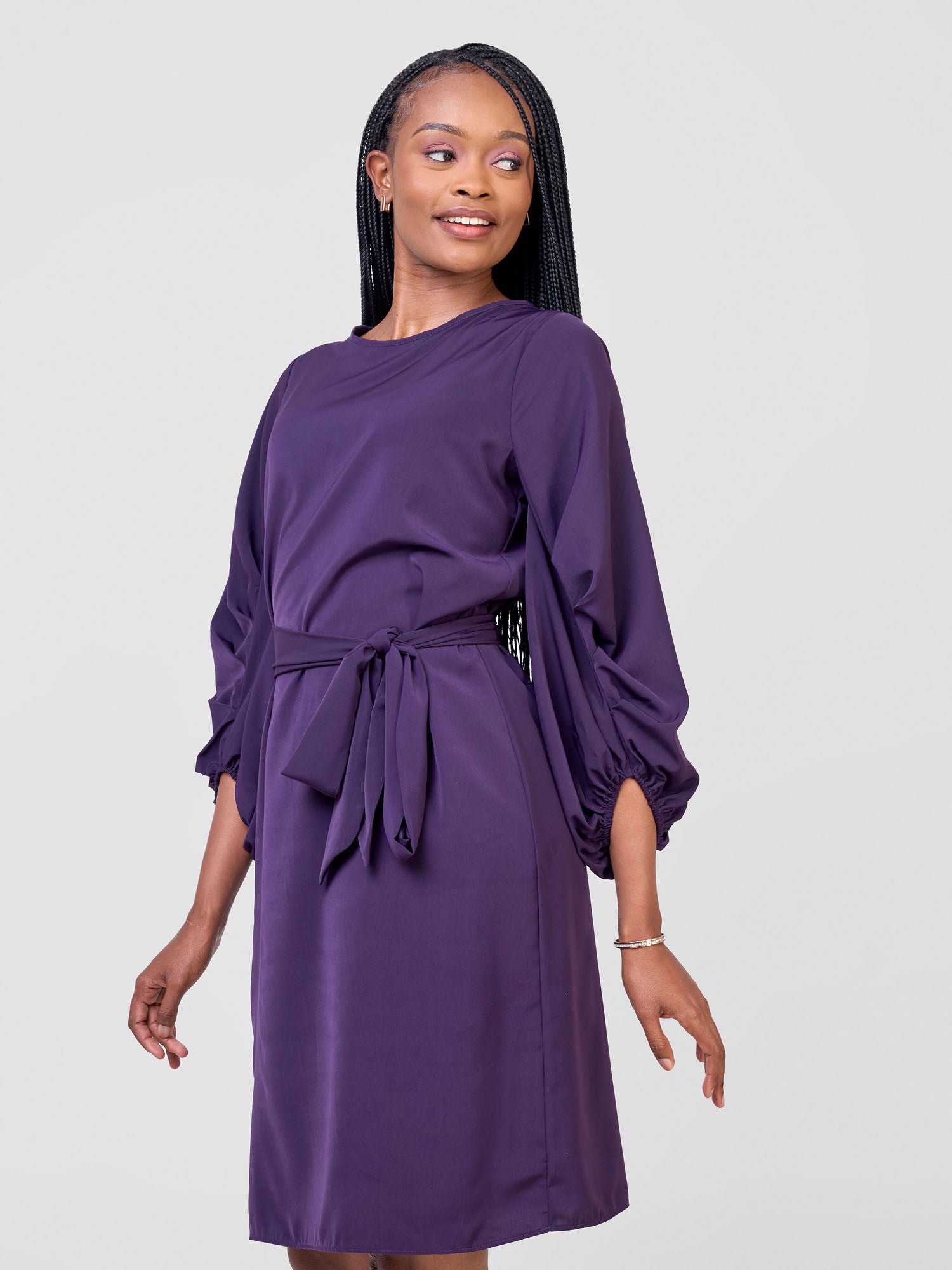 Vivo Zaria Cowl Sleeve Shift Dress - Blue Berry