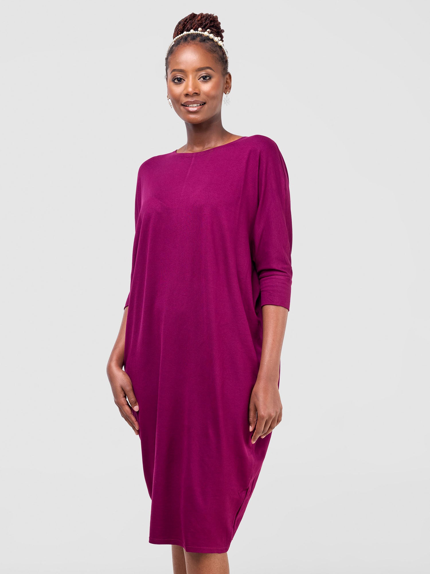 Burgundy jersey dress best sale