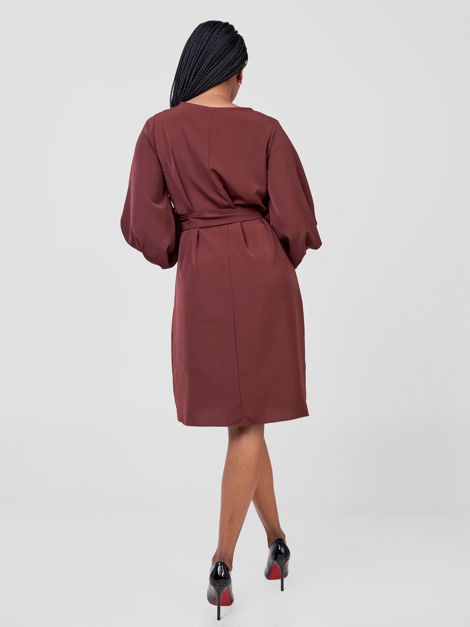 Vivo Zaria Cowl Sleeve Shift Dress - Chocolate