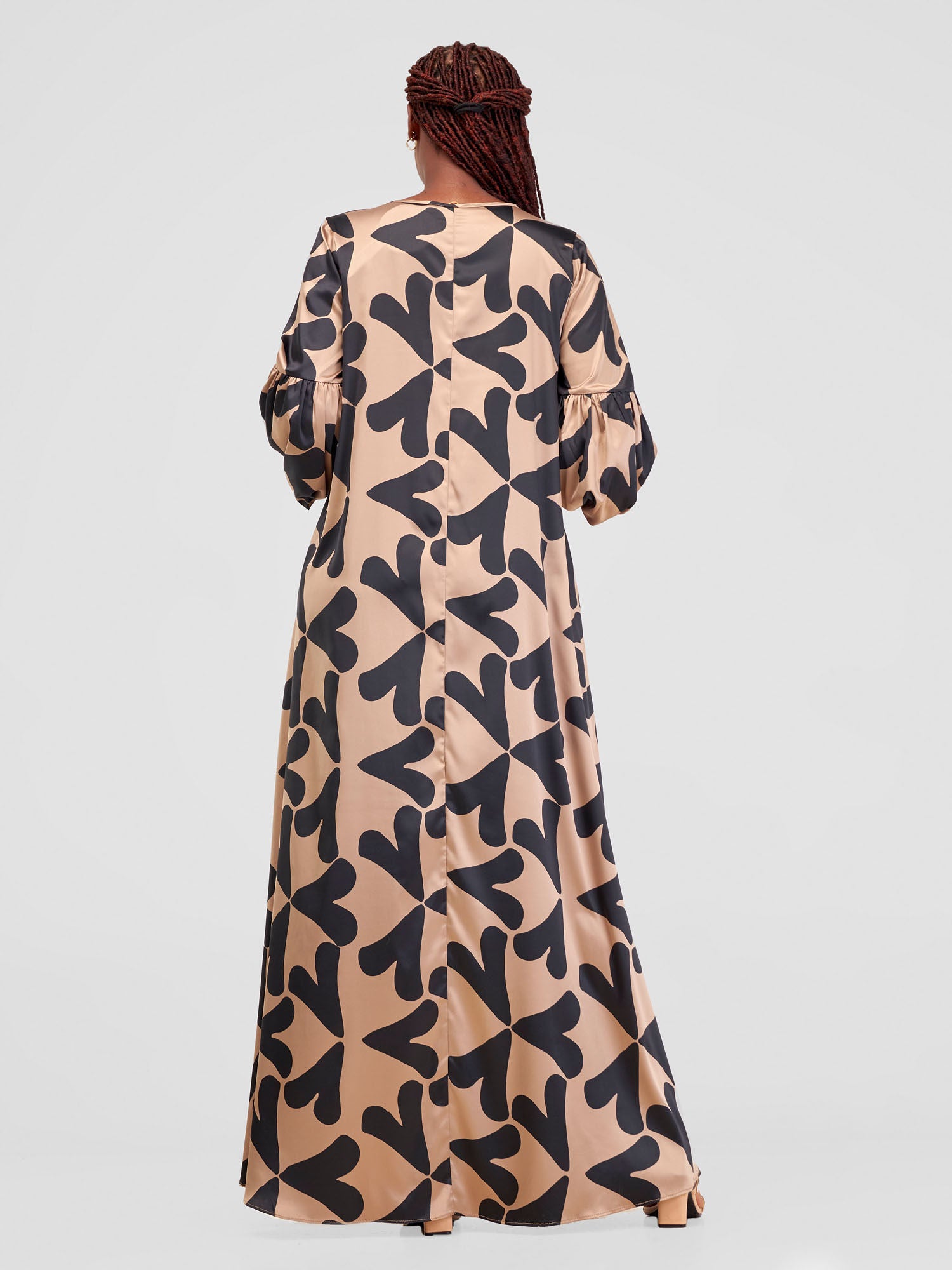 Vivo Hanabi Tent Maxi Dress - Taupe / Black Zawi Print