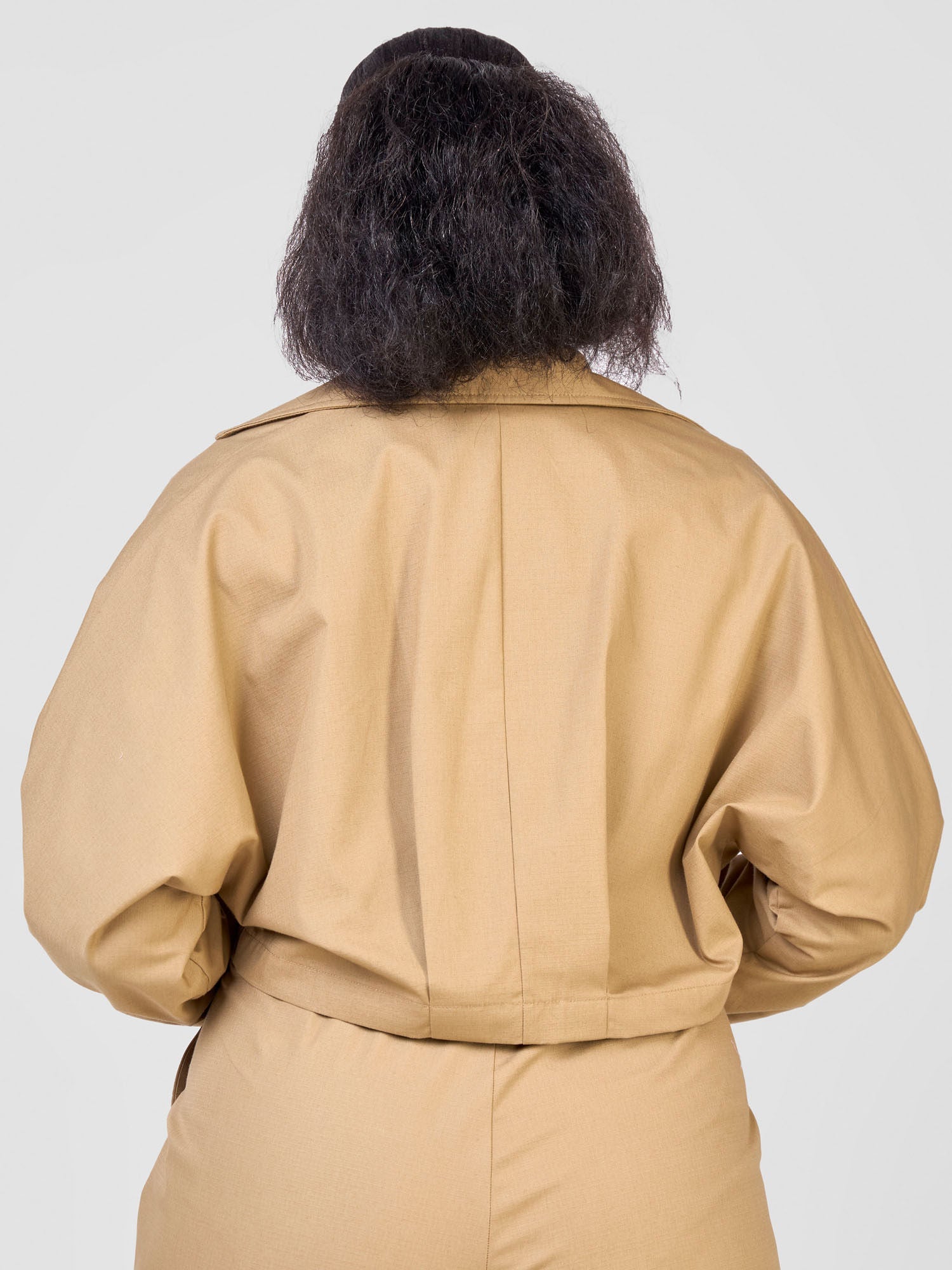 Safari Kamari Croped Trench Coat - Sand