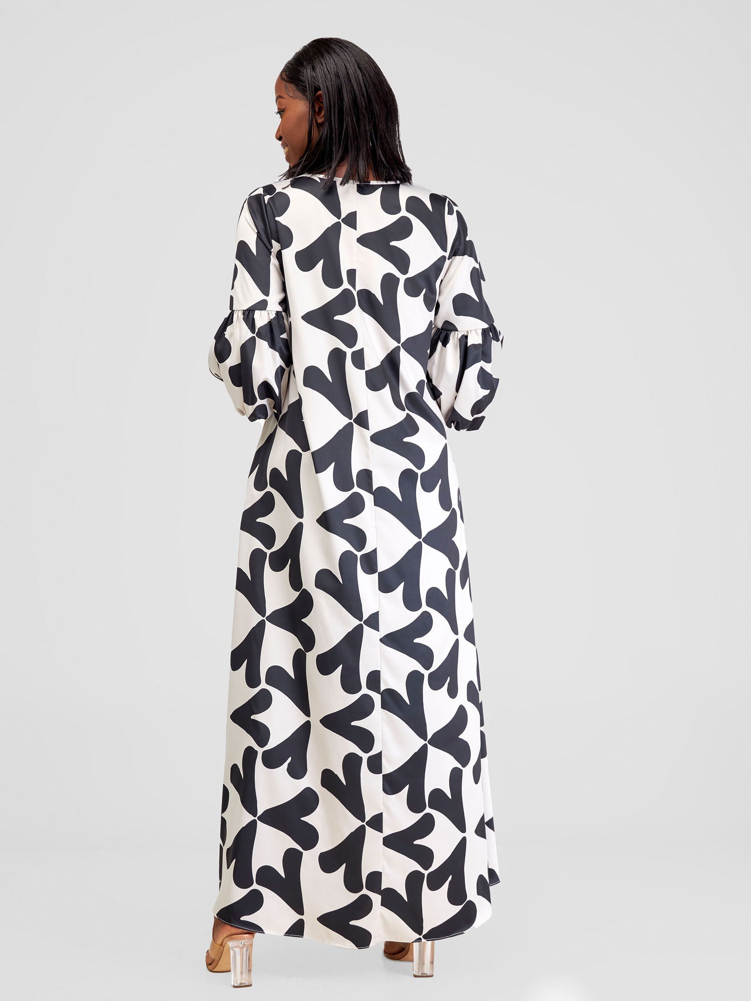 Vivo Hanabi Tent Maxi Dress - White / Black Zawi Print