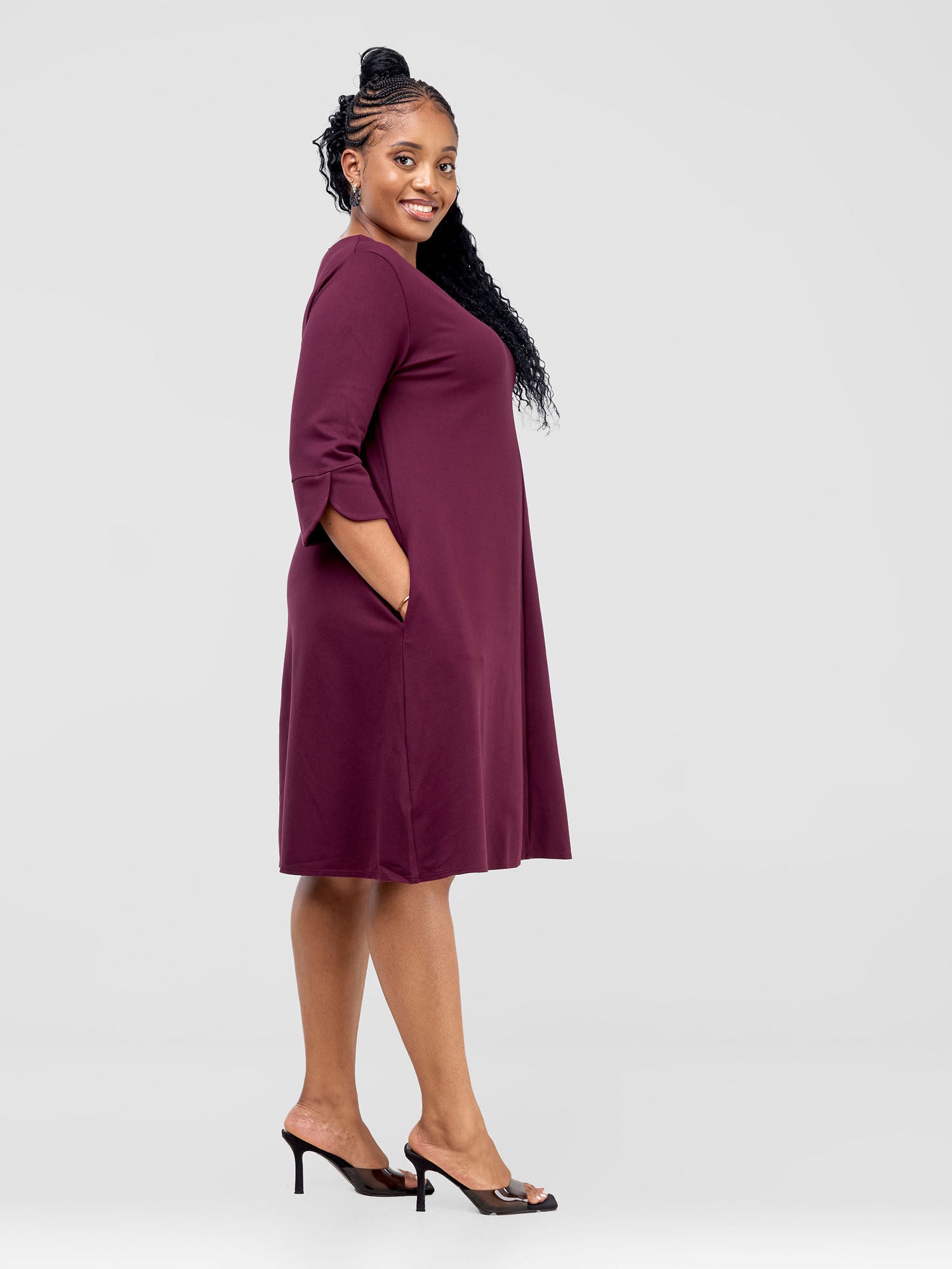 Vivo Zawadi Keyhole Dress - Mulberry