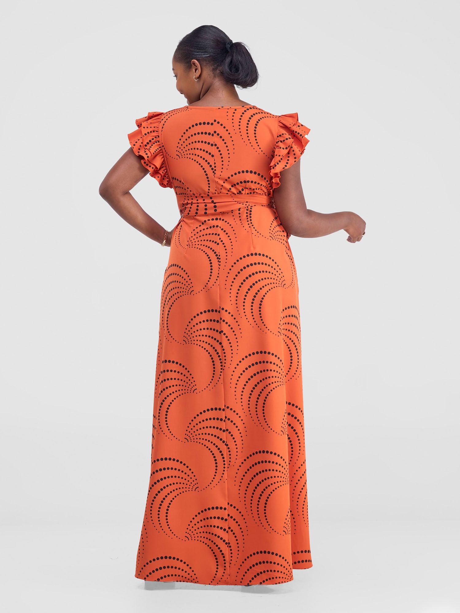 Vivo Nasinka A-line Maxi Dress - Orange / Black Sinka Print