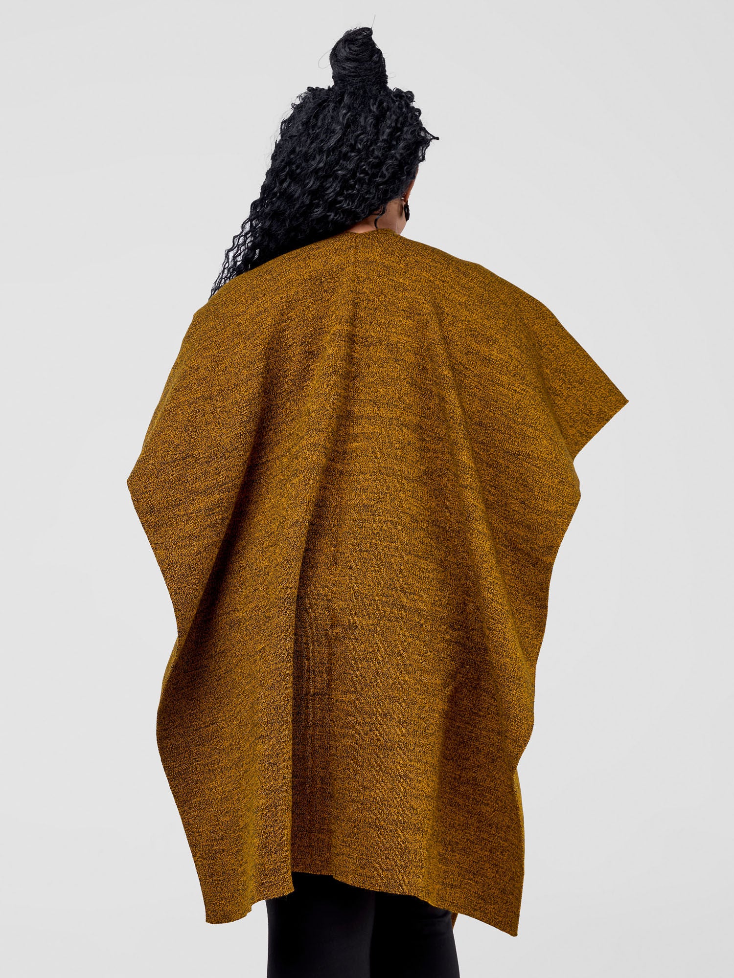 Vivo Basic Double Layered Wrap Poncho (Without Fringe) - Mustard / Black