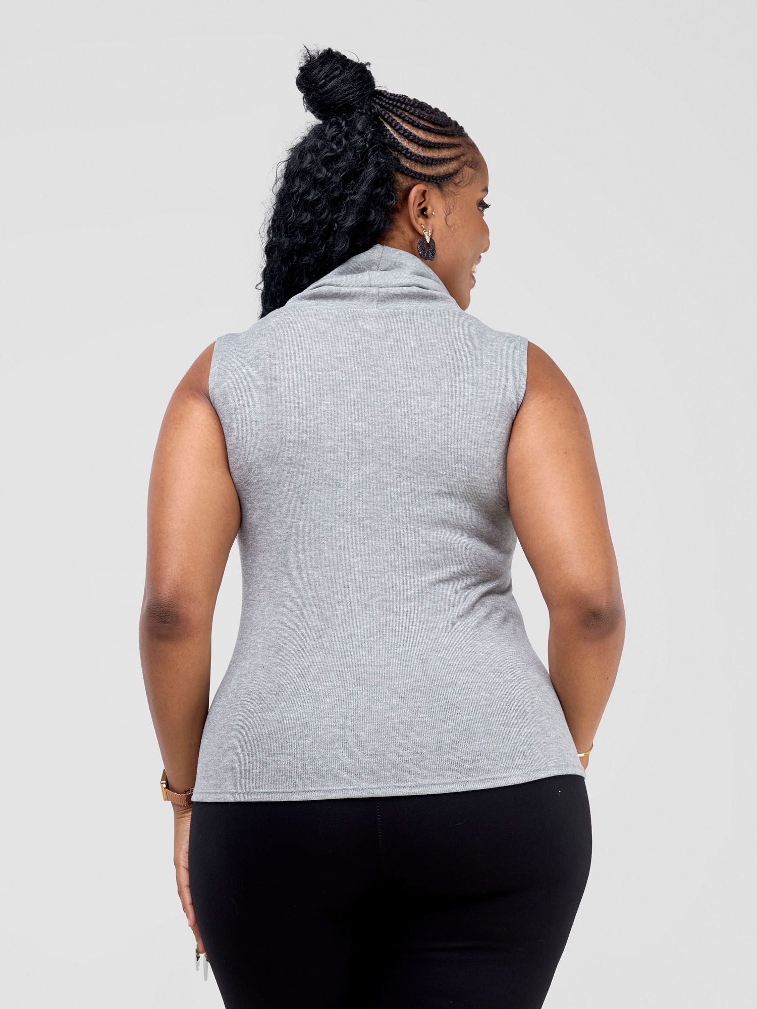 Vivo Basic Sleeveless Cowl Sweater Top - Grey