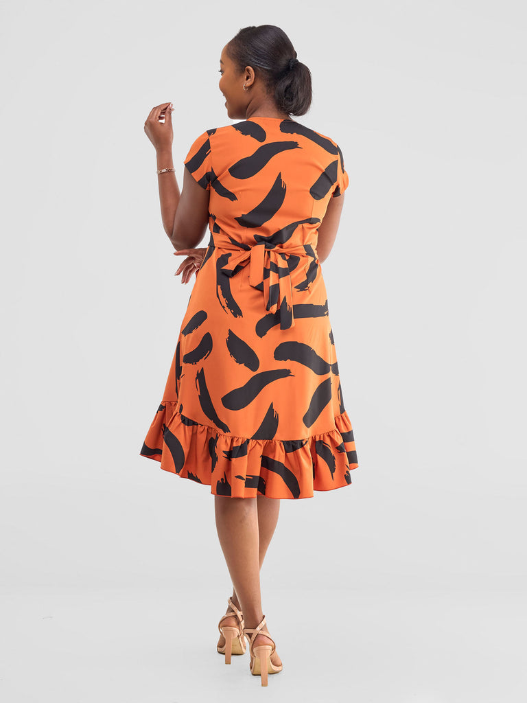Vivo Nasinka Wrap Dress - Rust / Black Nasi Print