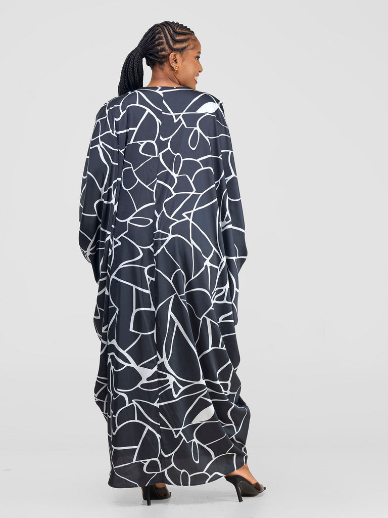 Vivo Lani Maxi Dress - Black / White Print