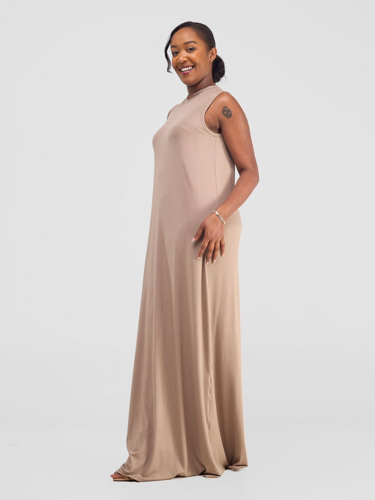Vivo Mock Maxi Dress - Taupe