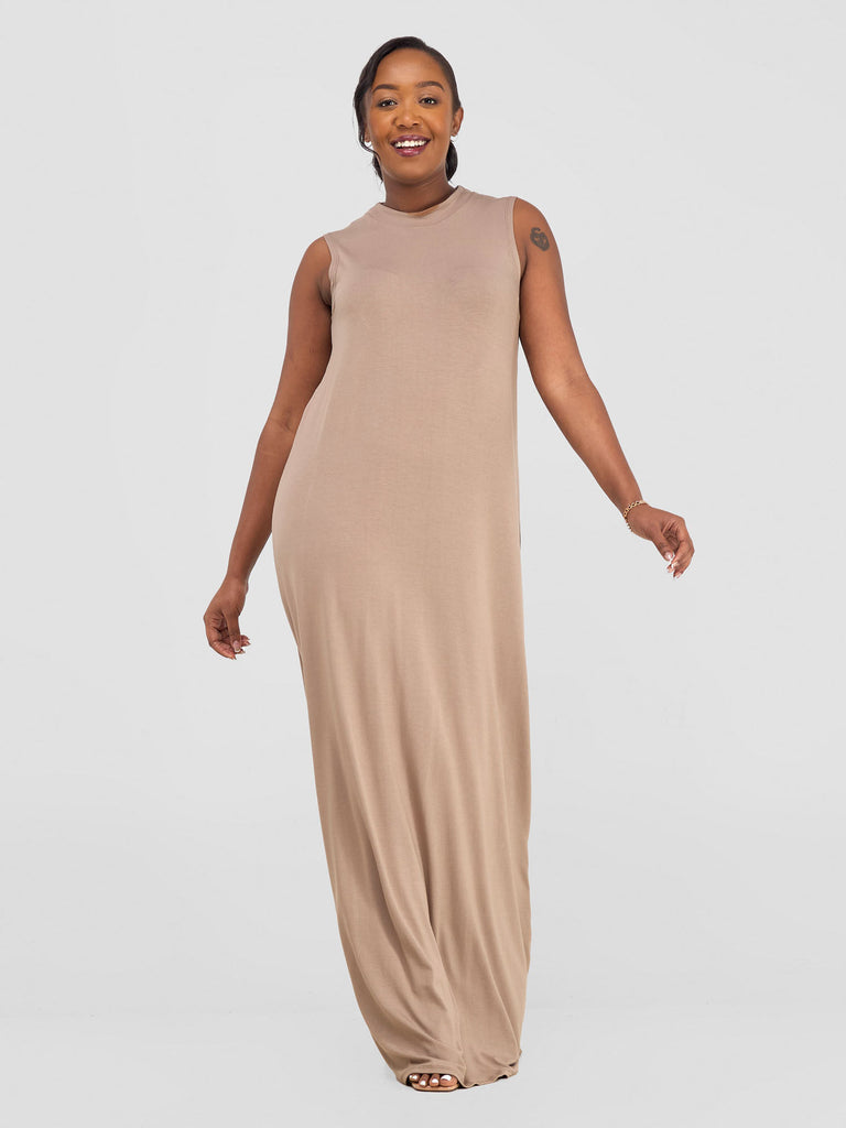 Vivo Mock Maxi Dress - Taupe