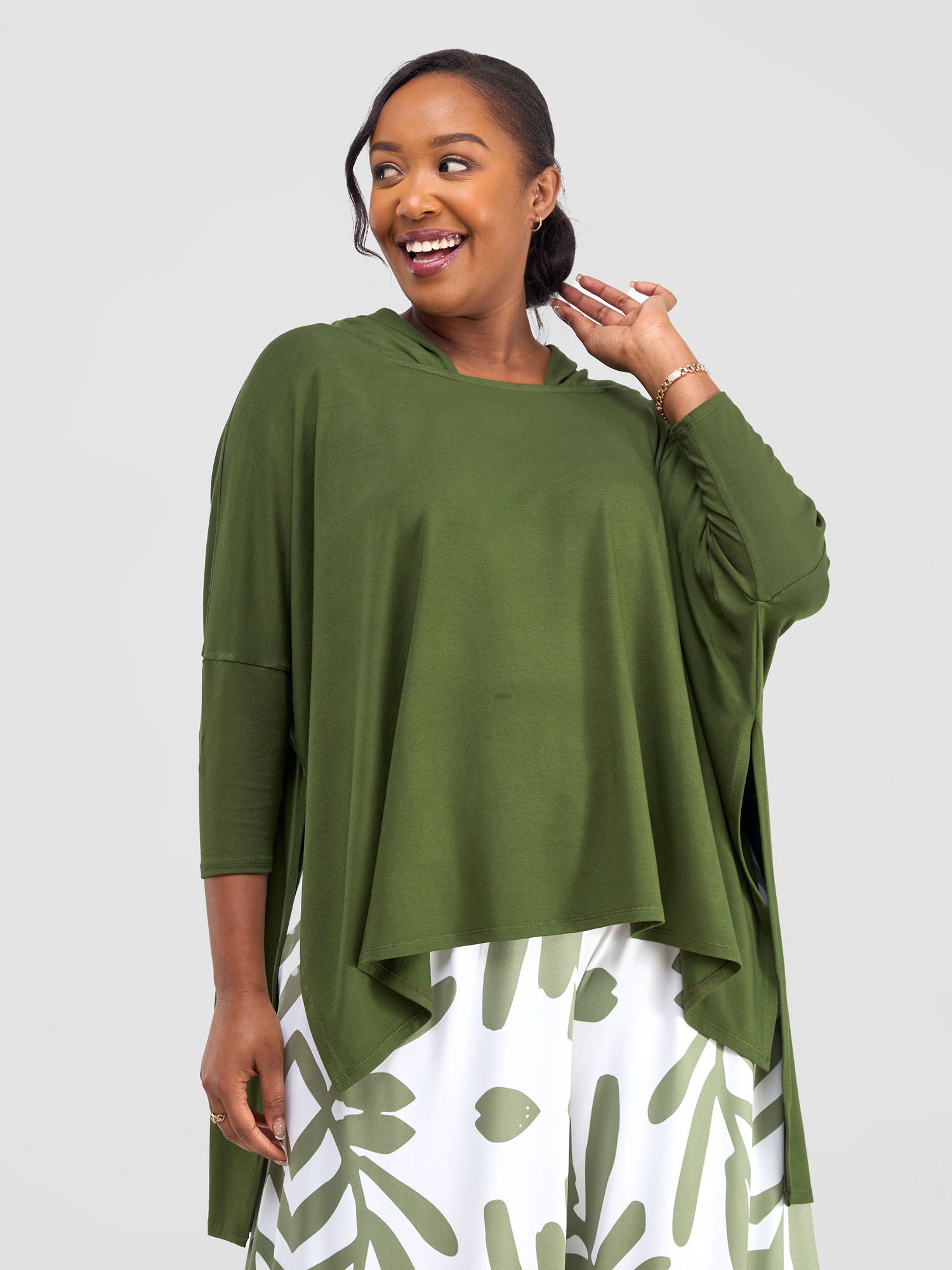 Vivo Kala Hooded Poncho - Hunters Green