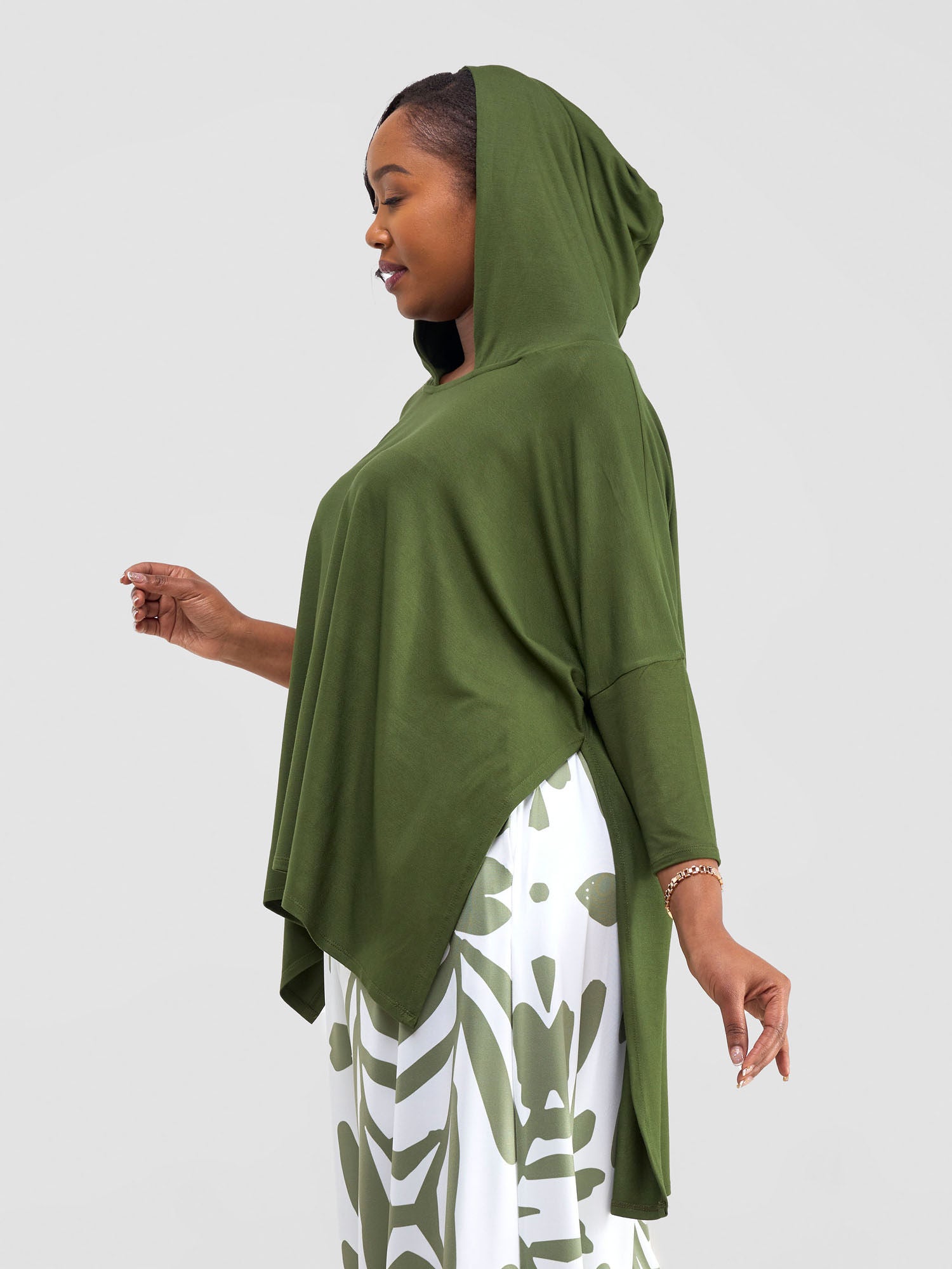 Vivo Kala Hooded Poncho - Hunters Green