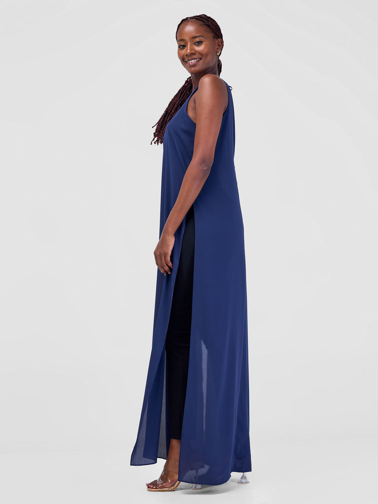 Zoya Luna Halter Neck Maxi Top - Navy Blue - Shopzetu