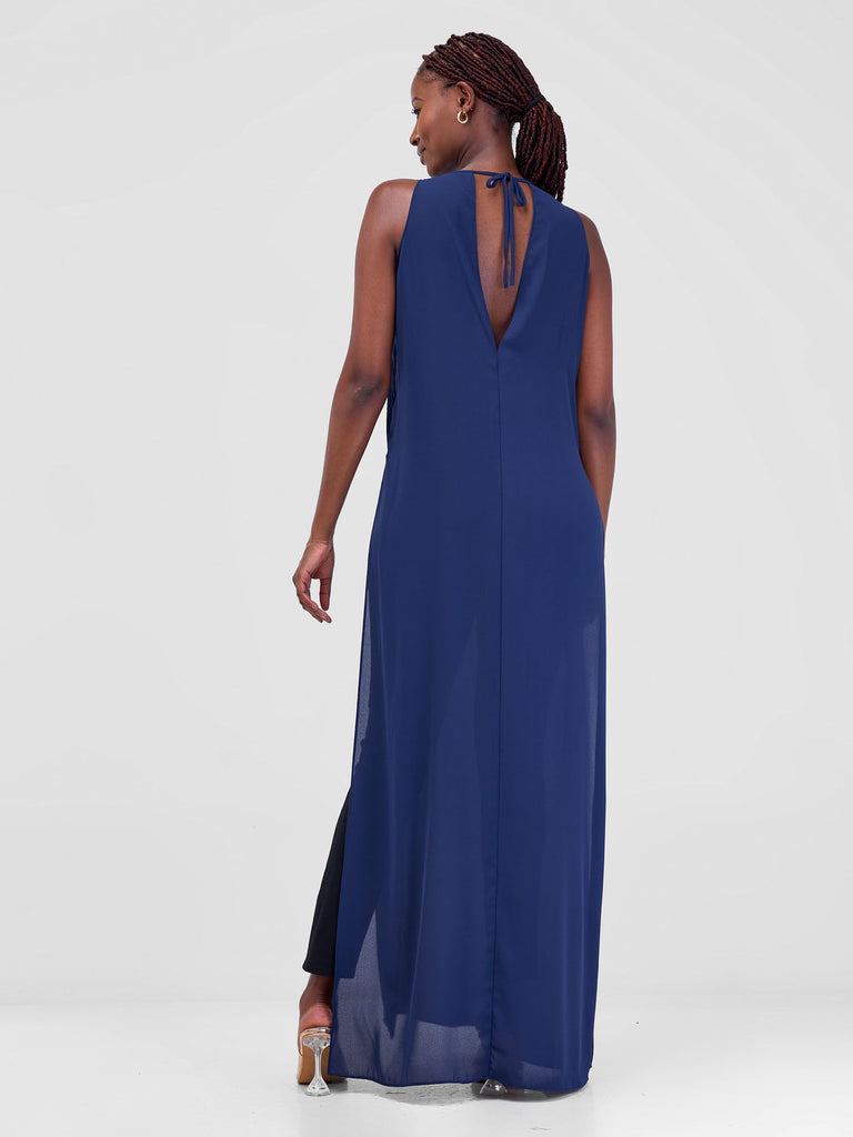 Zoya Luna Halter Neck Maxi Top - Navy Blue - Shopzetu