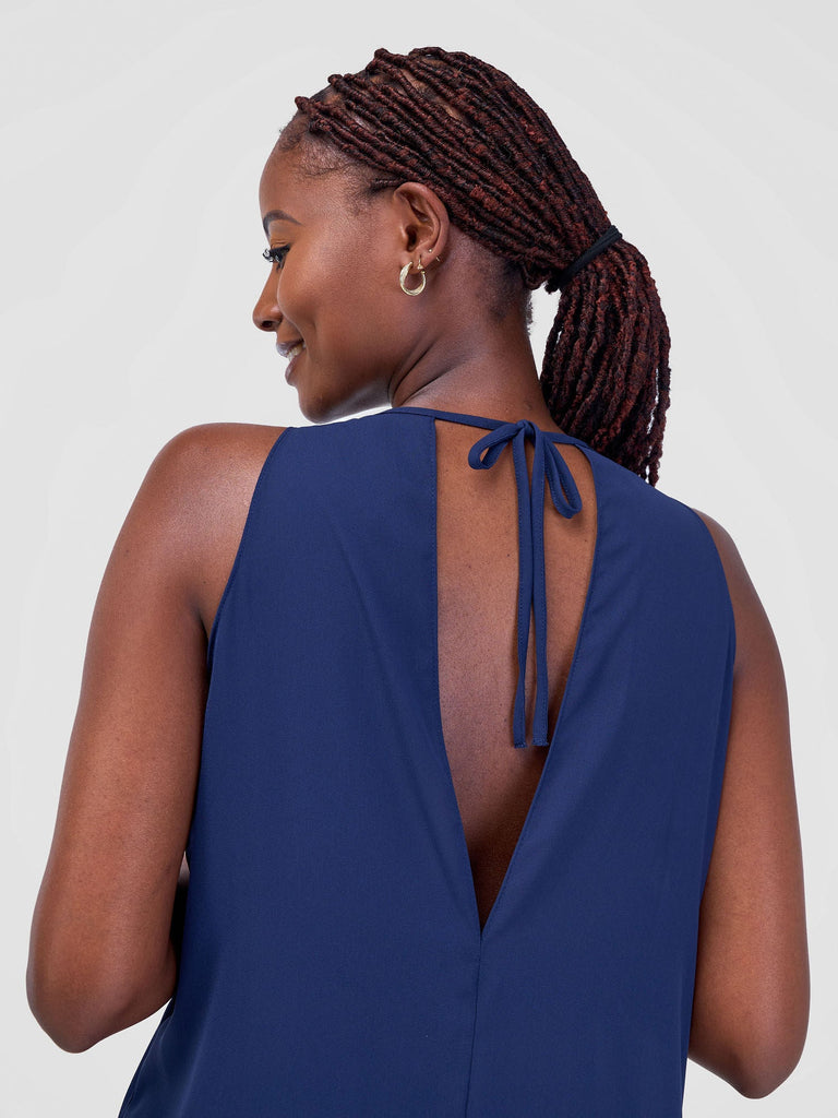 Zoya Luna Halter Neck Maxi Top - Navy Blue - Shopzetu