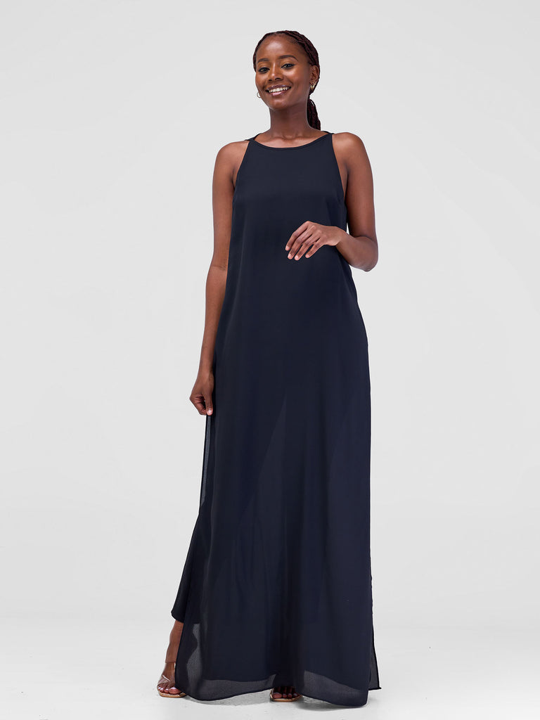 Zoya Luna Halter Neck Maxi Top - Black - Shopzetu