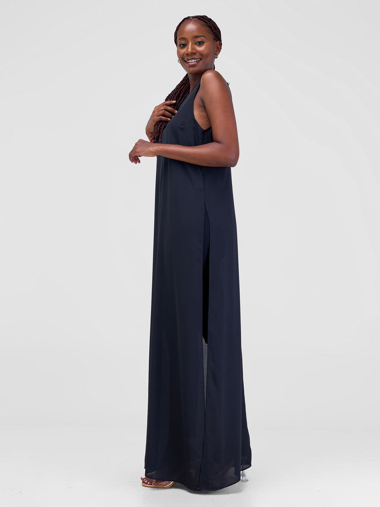 Zoya Luna Halter Neck Maxi Top - Black - Shopzetu