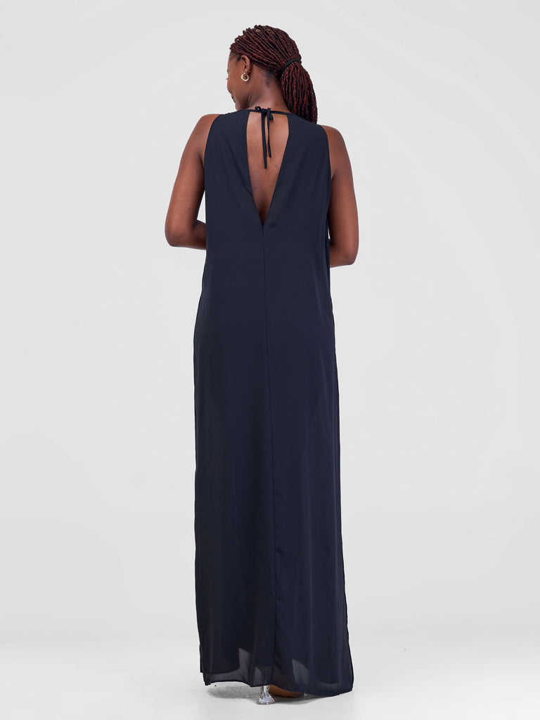 Zoya Luna Halter Neck Maxi Top - Black - Shopzetu