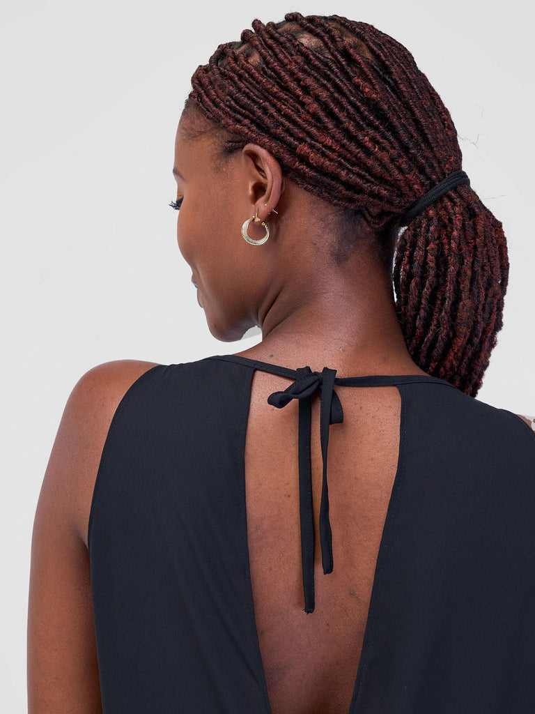 Zoya Luna Halter Neck Maxi Top - Black - Shopzetu