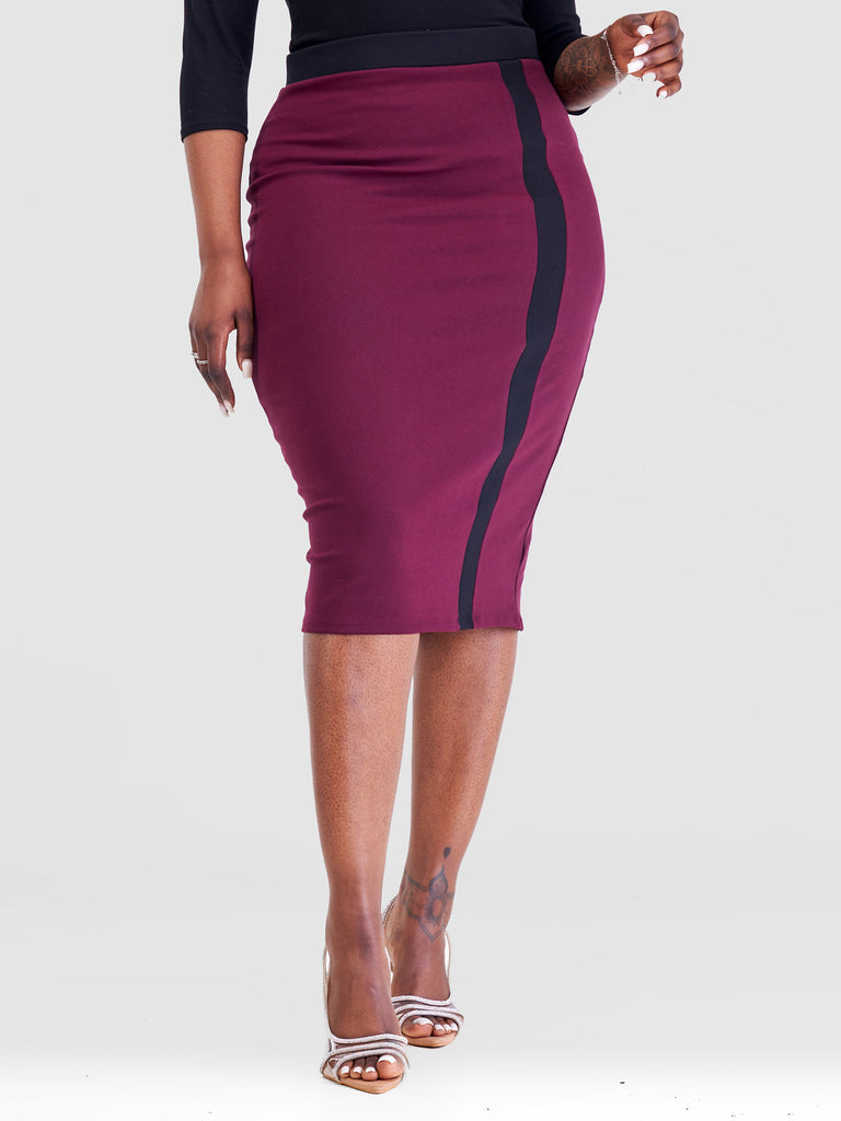 Vivo Azawi Pencil Skirt - Burgundy / Black