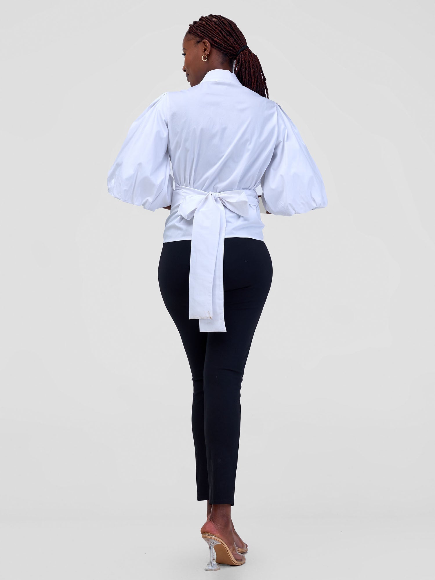 Safari Mali 3/4 Bishop Sleeve  Tie Top MG - White