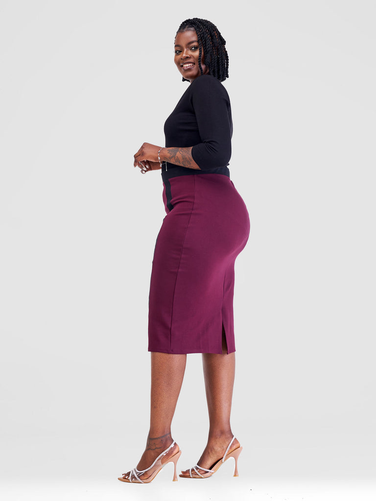 Vivo Azawi Pencil Skirt - Burgundy / Black