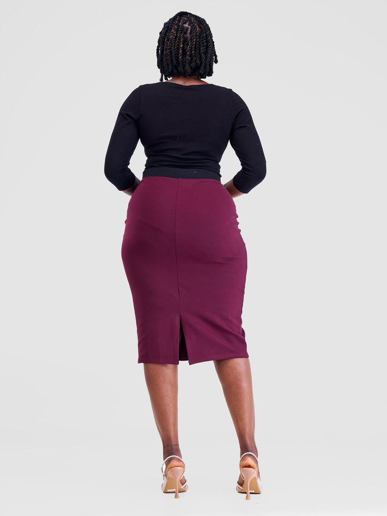 Vivo Azawi Pencil Skirt - Burgundy / Black