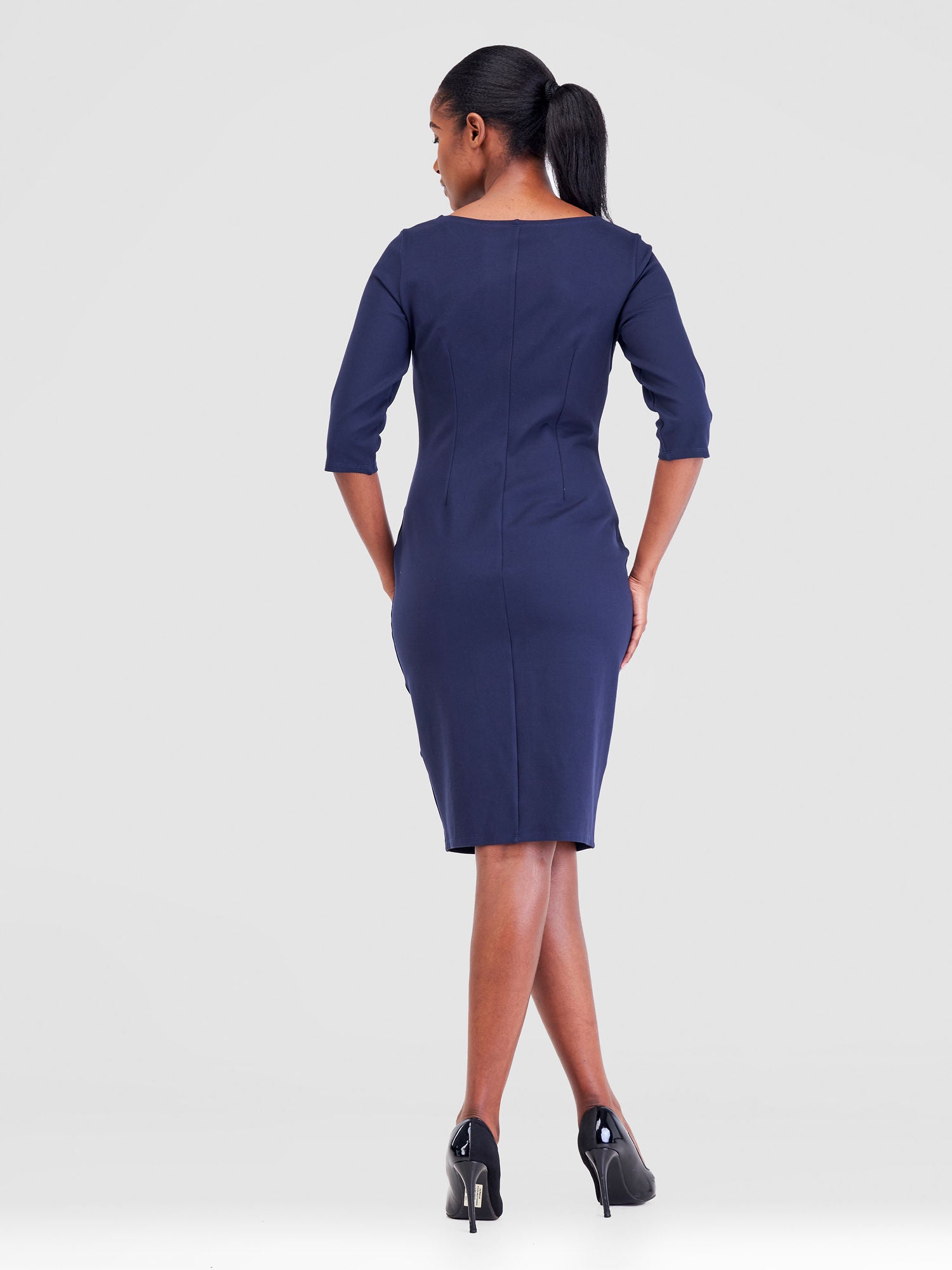 Vivo Azawi Asymmetrical Neckline Dress - Navy / Black