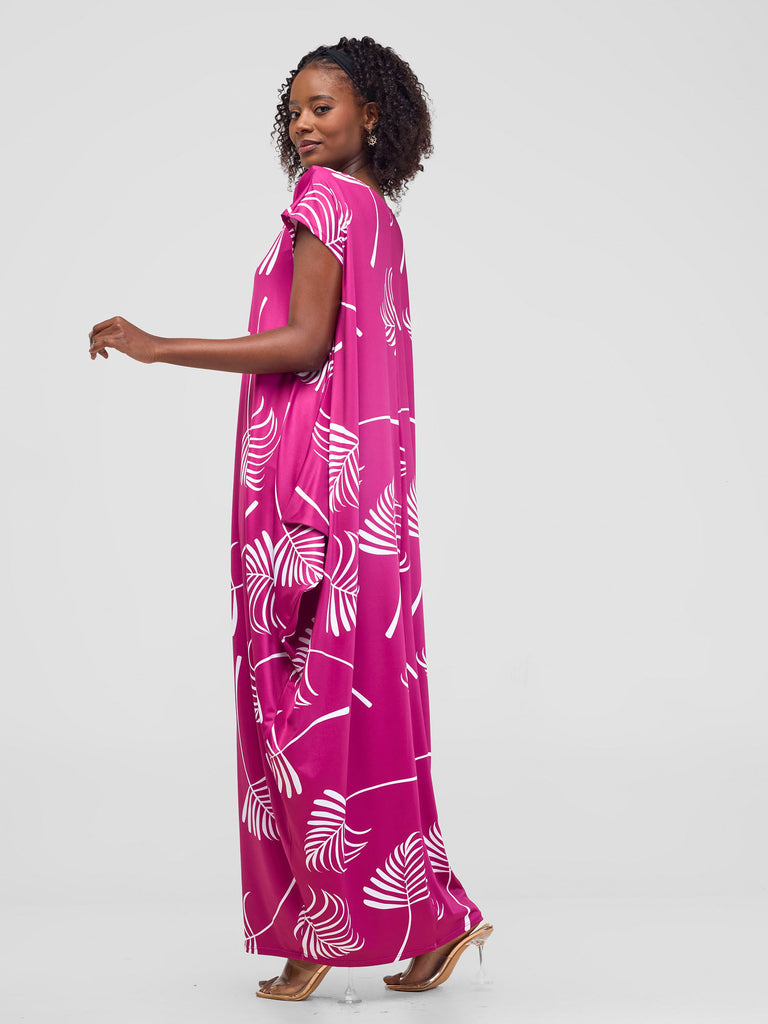 Vivo Lumi Drop Shoulder Maxi Dress - Purple / White Lifi Print - Shopzetu