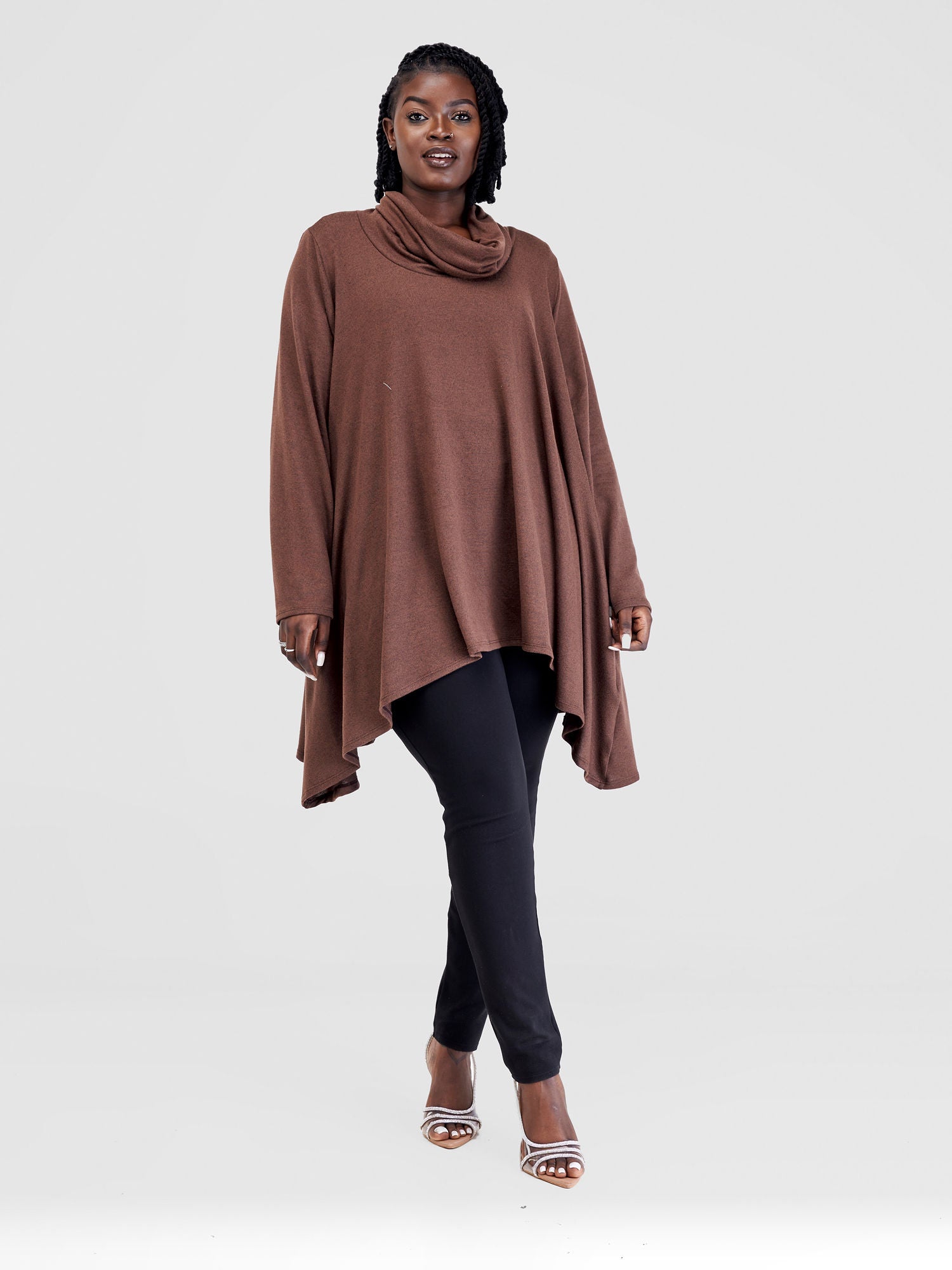 Vivo Basic Imelda Cowl Sweater - Chocolate