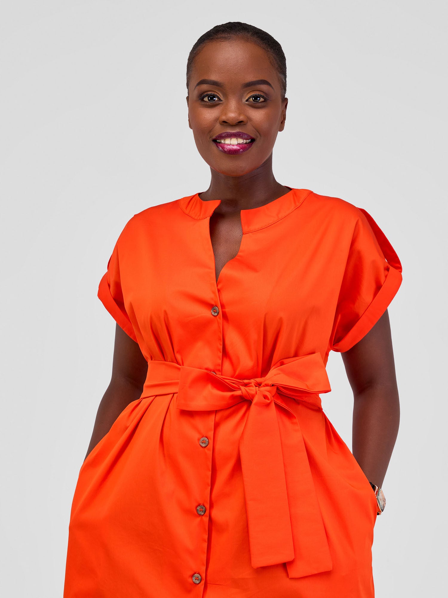 Safari Zene Drop Shoulder Above Knee Dress - Orange