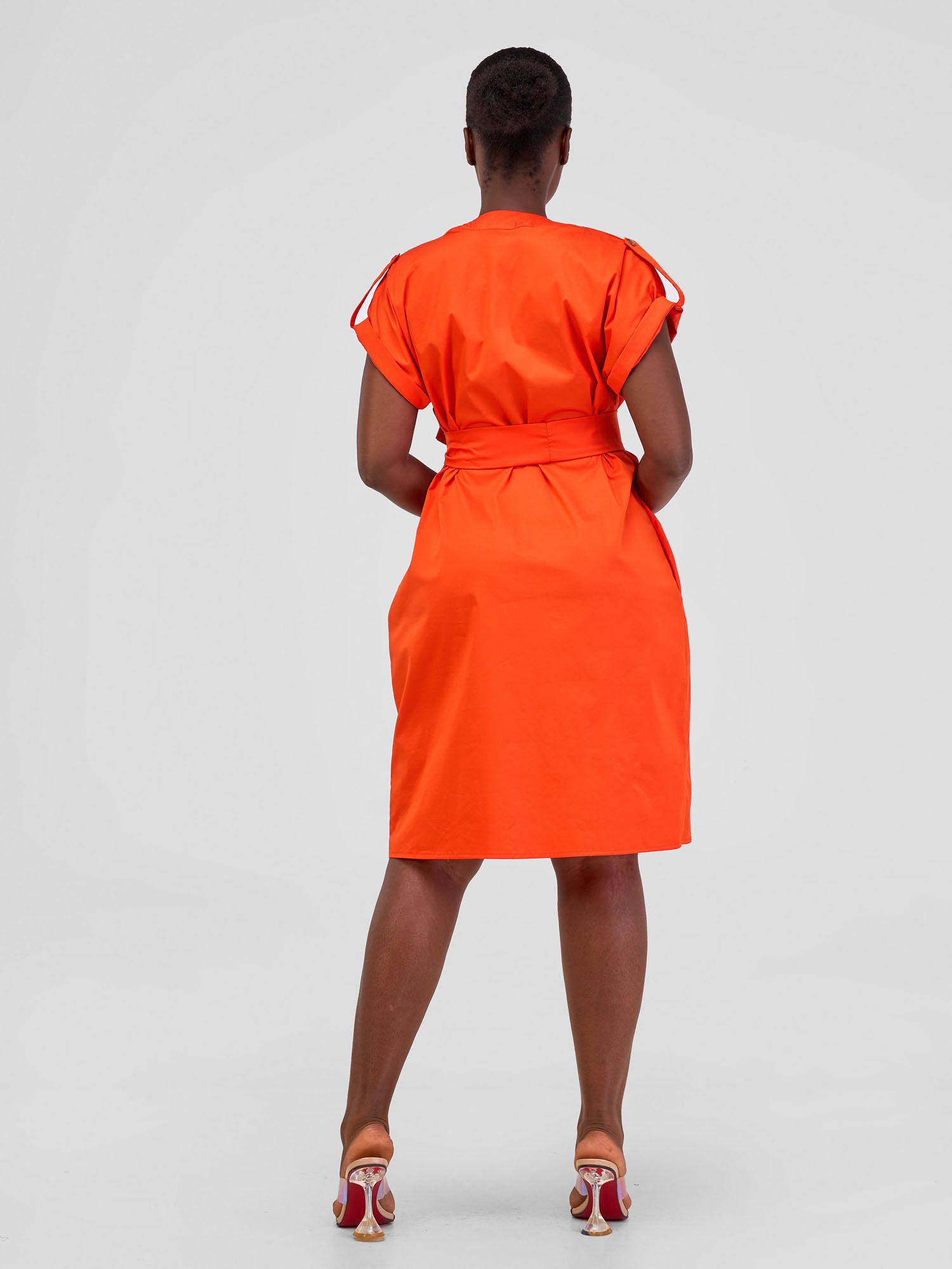 Safari Zene Drop Shoulder Above Knee Dress - Orange