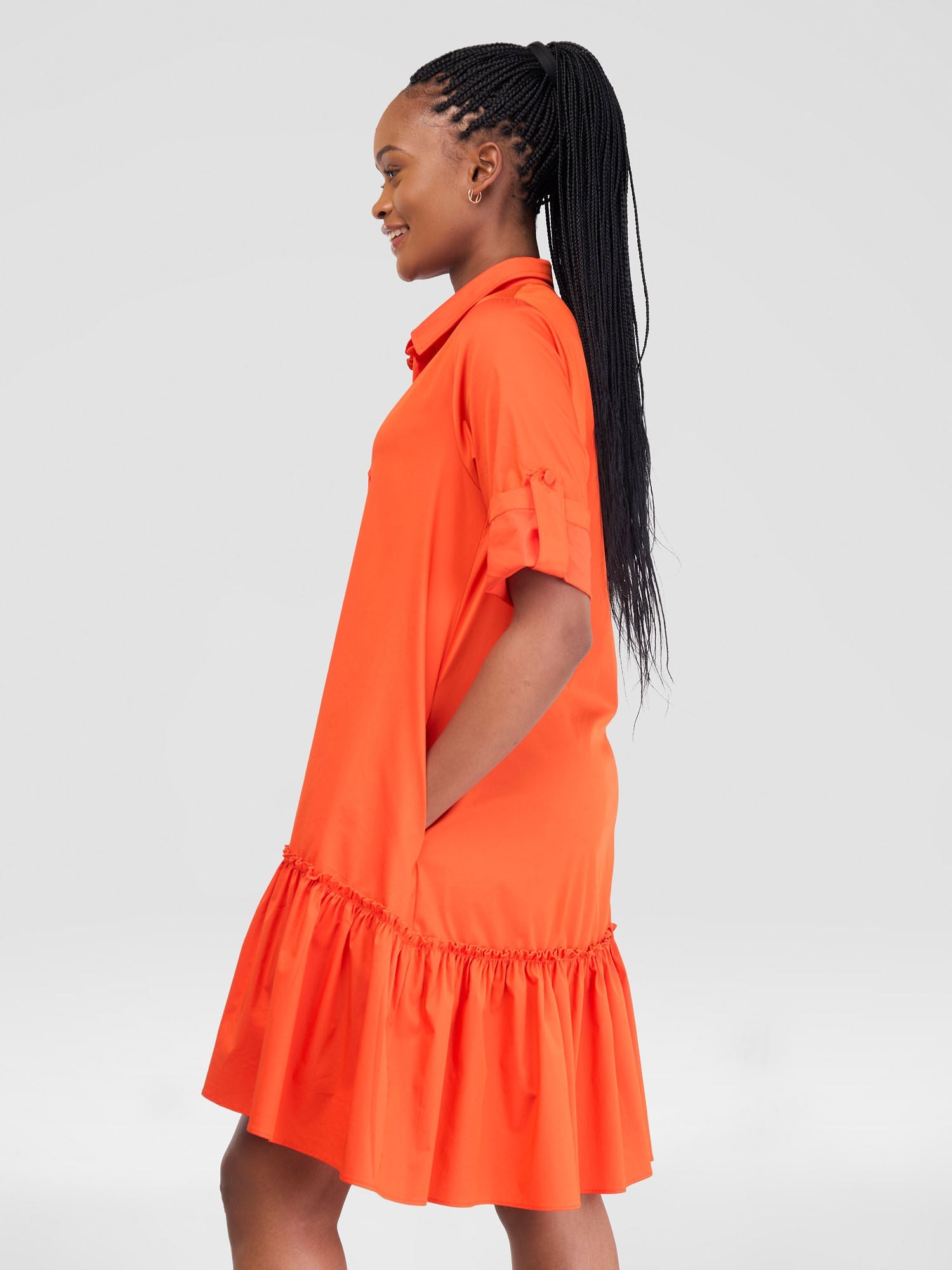 Safari Zene Tiered Above Knee Dress - Orange