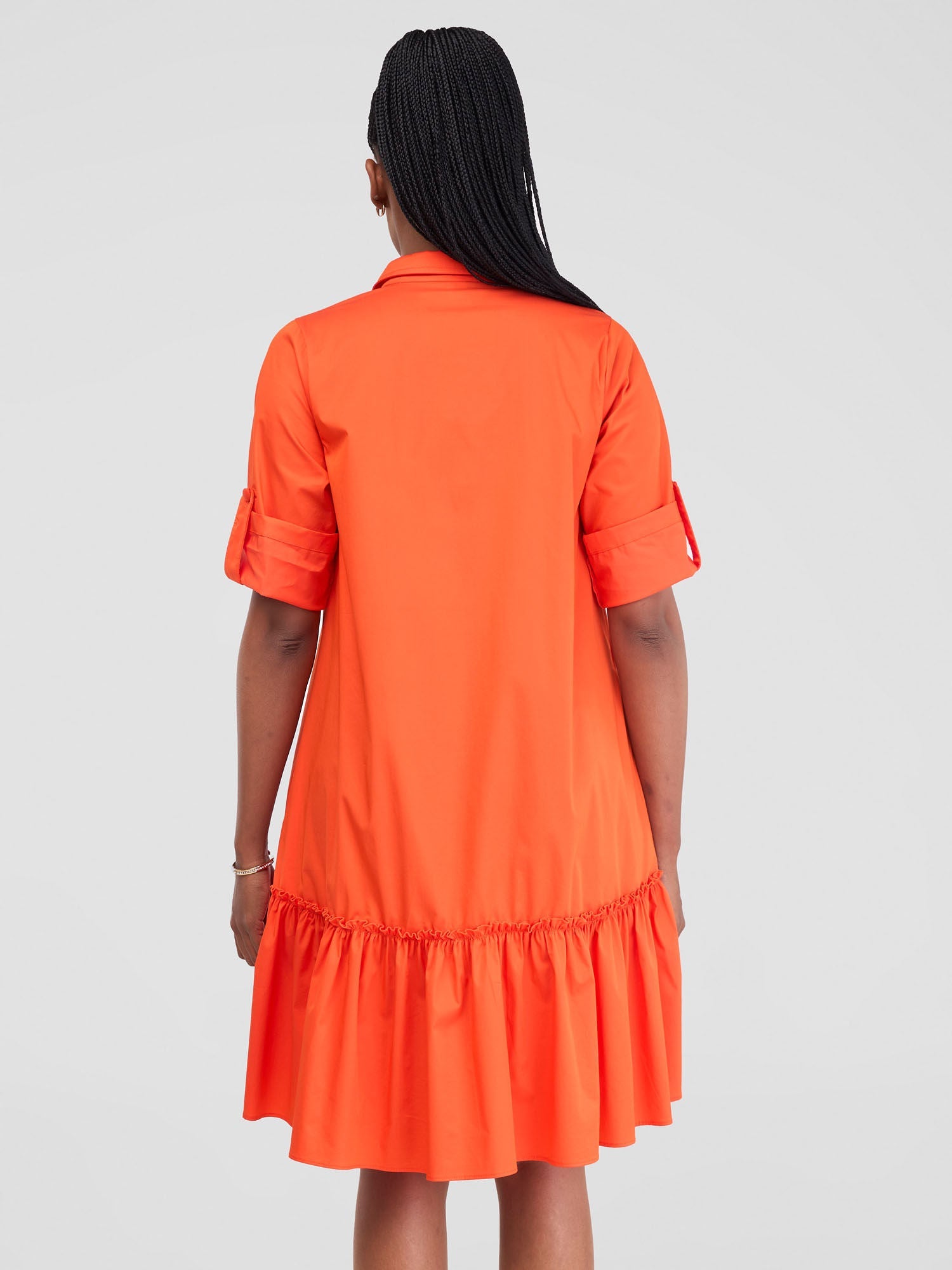 Safari Zene Tiered Above Knee Dress - Orange