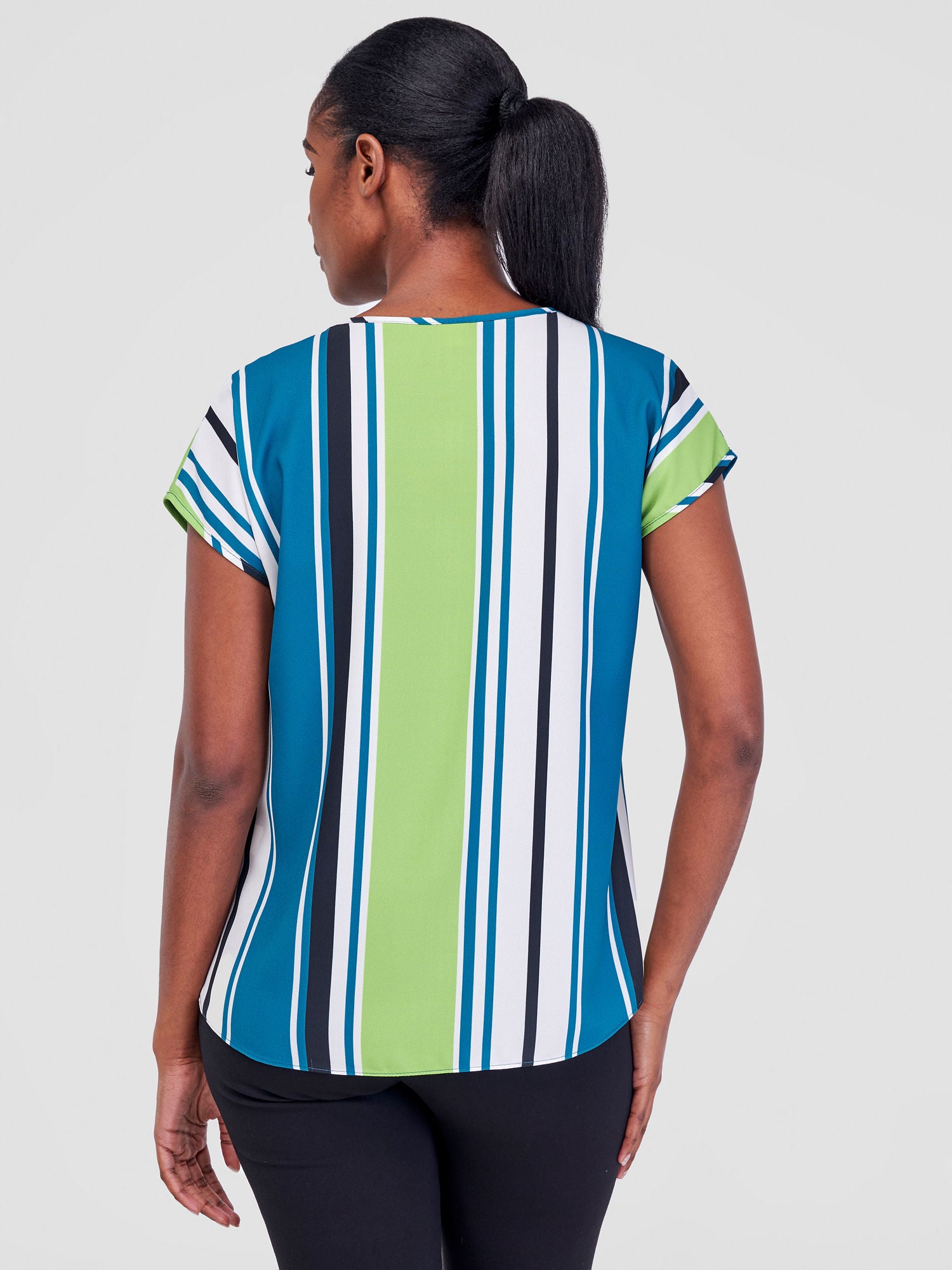 Vivo Basic Chiffon Dropped Shoulder Top - Teal / Green Lindi Print