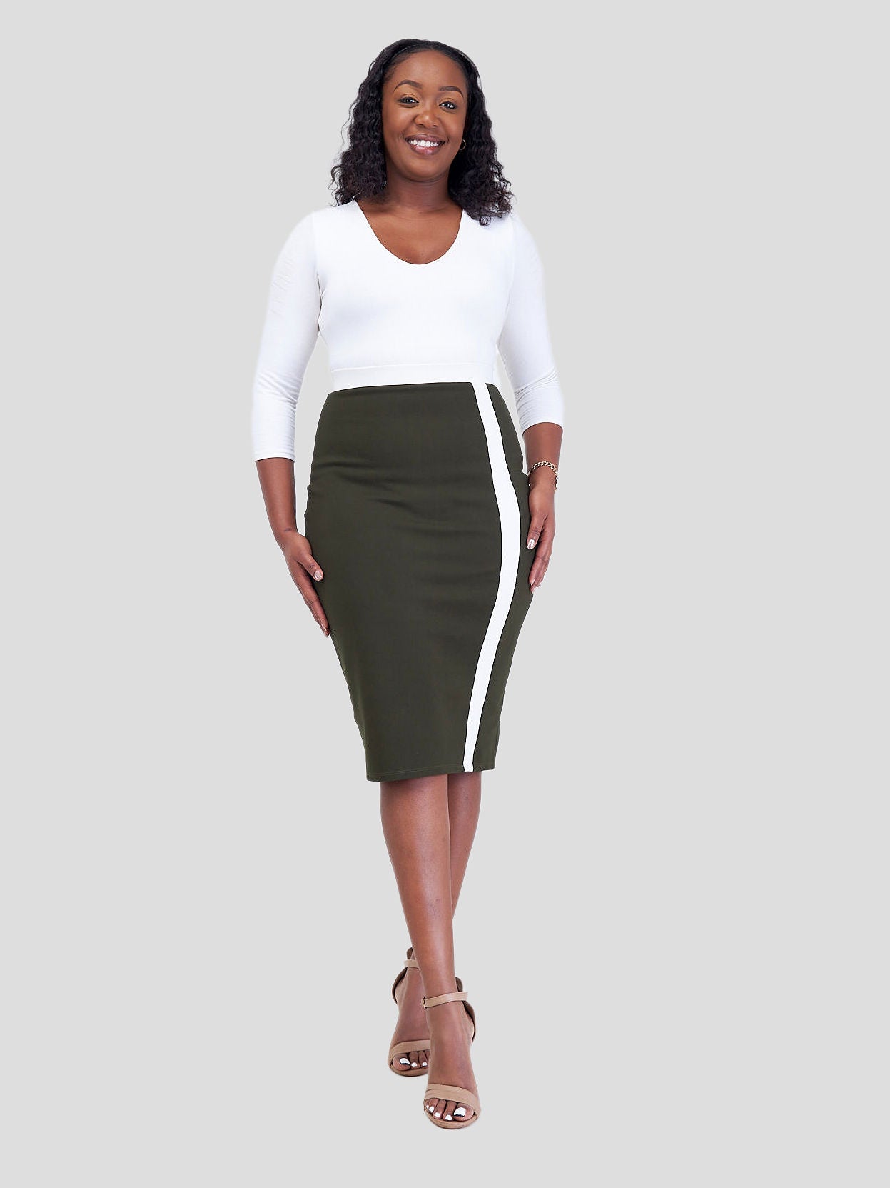 Vivo Azawi Pencil Skirt - Hunters Green / White