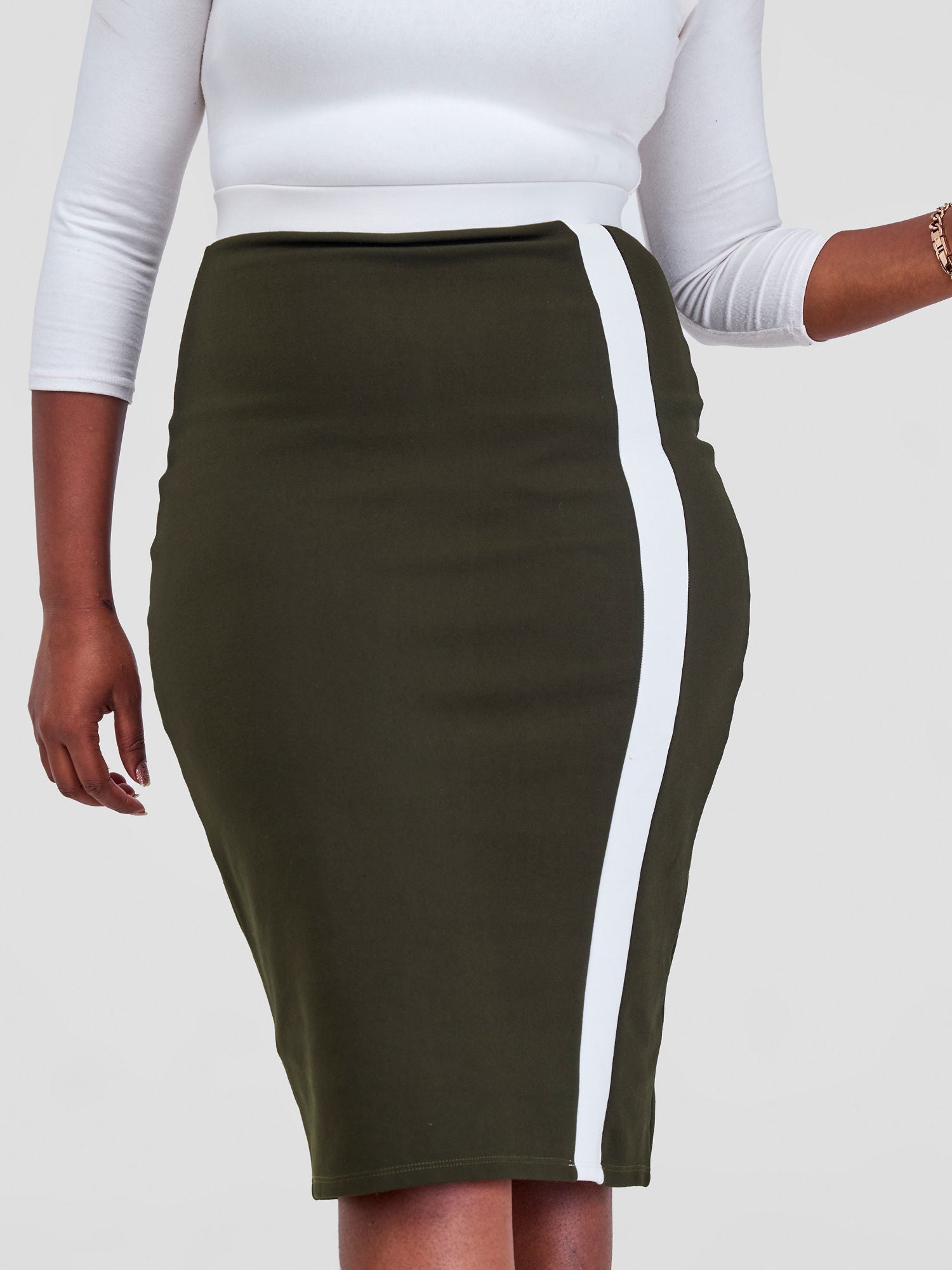 Vivo Azawi Pencil Skirt - Hunters Green / White