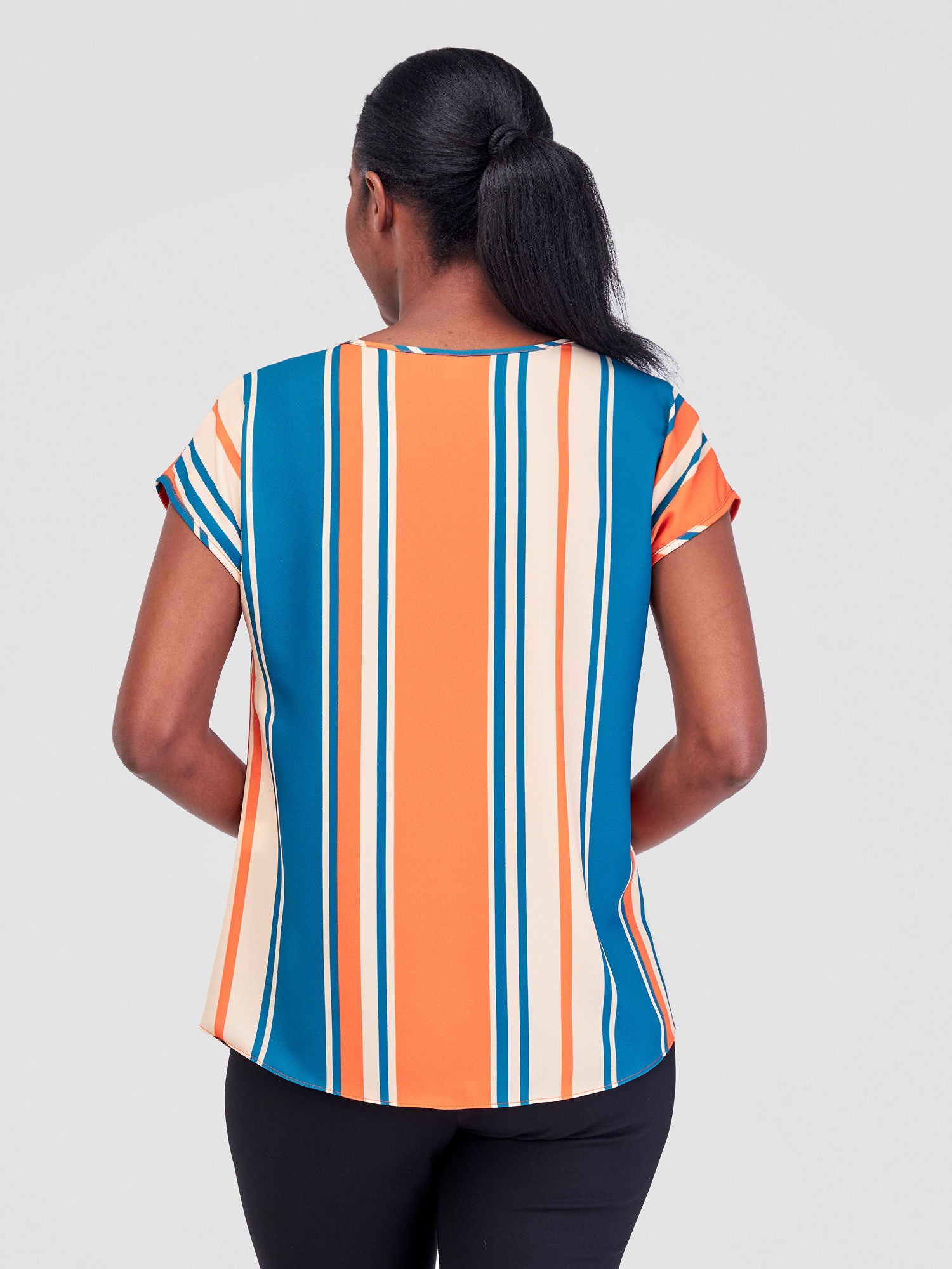 Vivo Basic Chiffon Dropped Shoulder Top - Teal / Orange Lindi Print