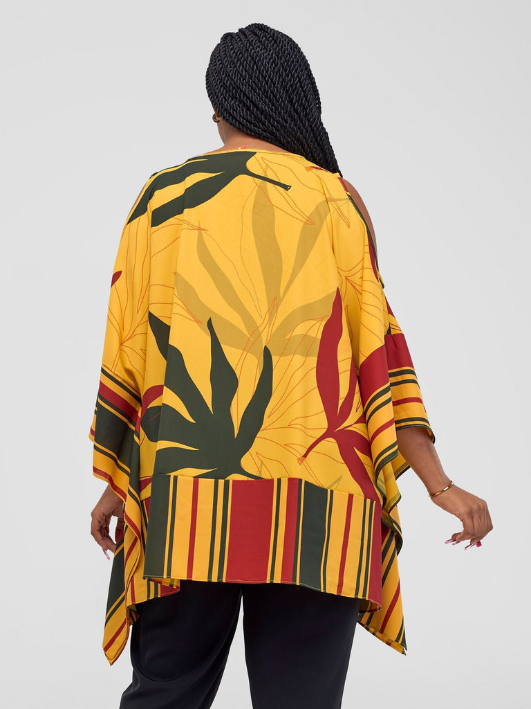 Vivo Kelemi Tunic Top - Mustard / Rust Leke Print - Shopzetu