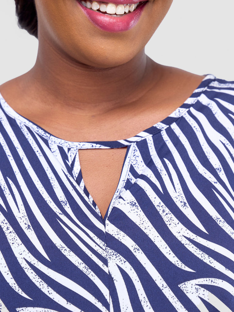 Vivo Sakari Cap Sleeve Maxi Dress - Navy / White Print